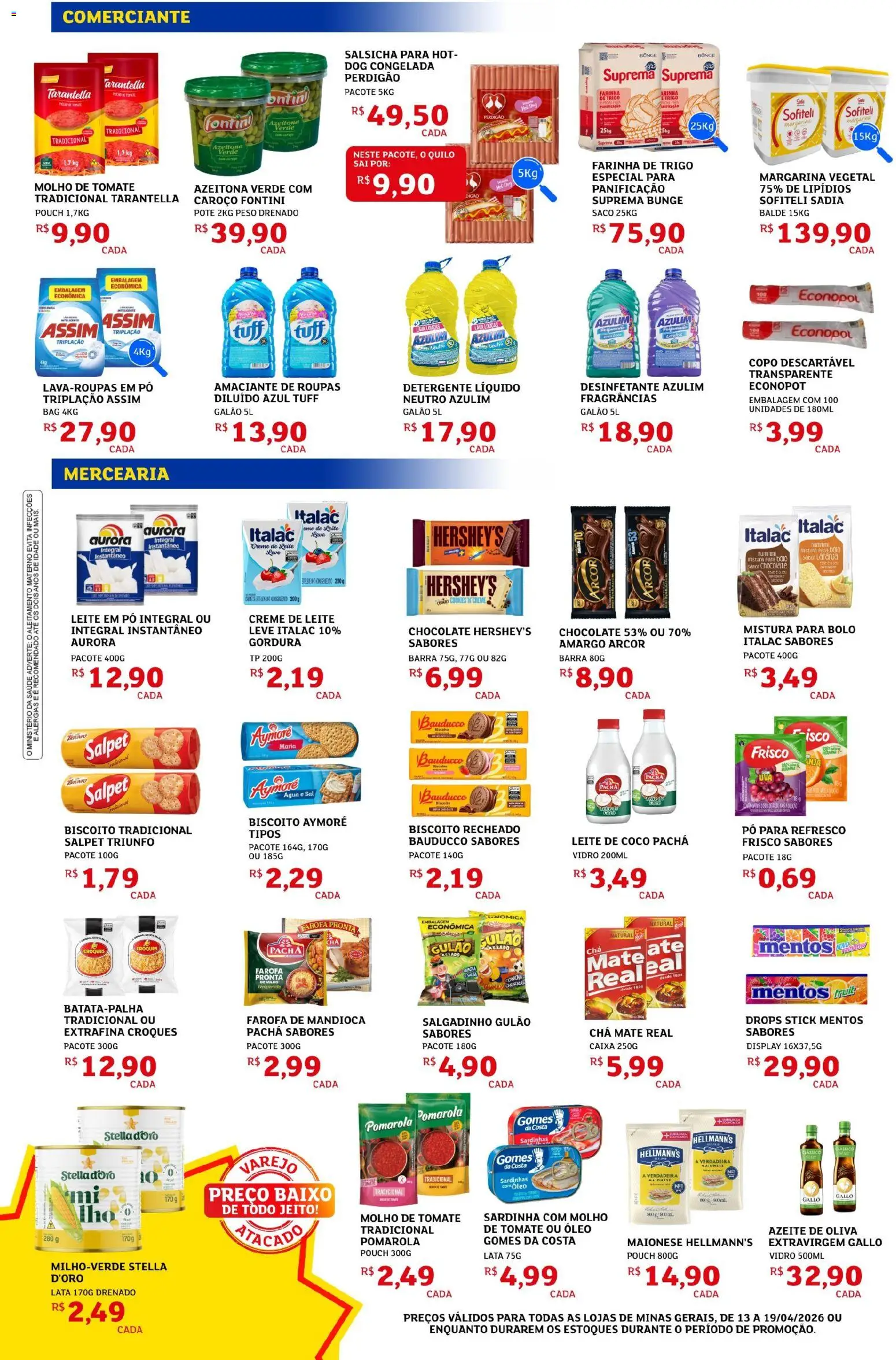 Assaí Atacadista Folheto - válido de 13.04.2026 | Página: 2 | Produtos: Leite, Creme de leite, Desinfetante, Mistura para bolo