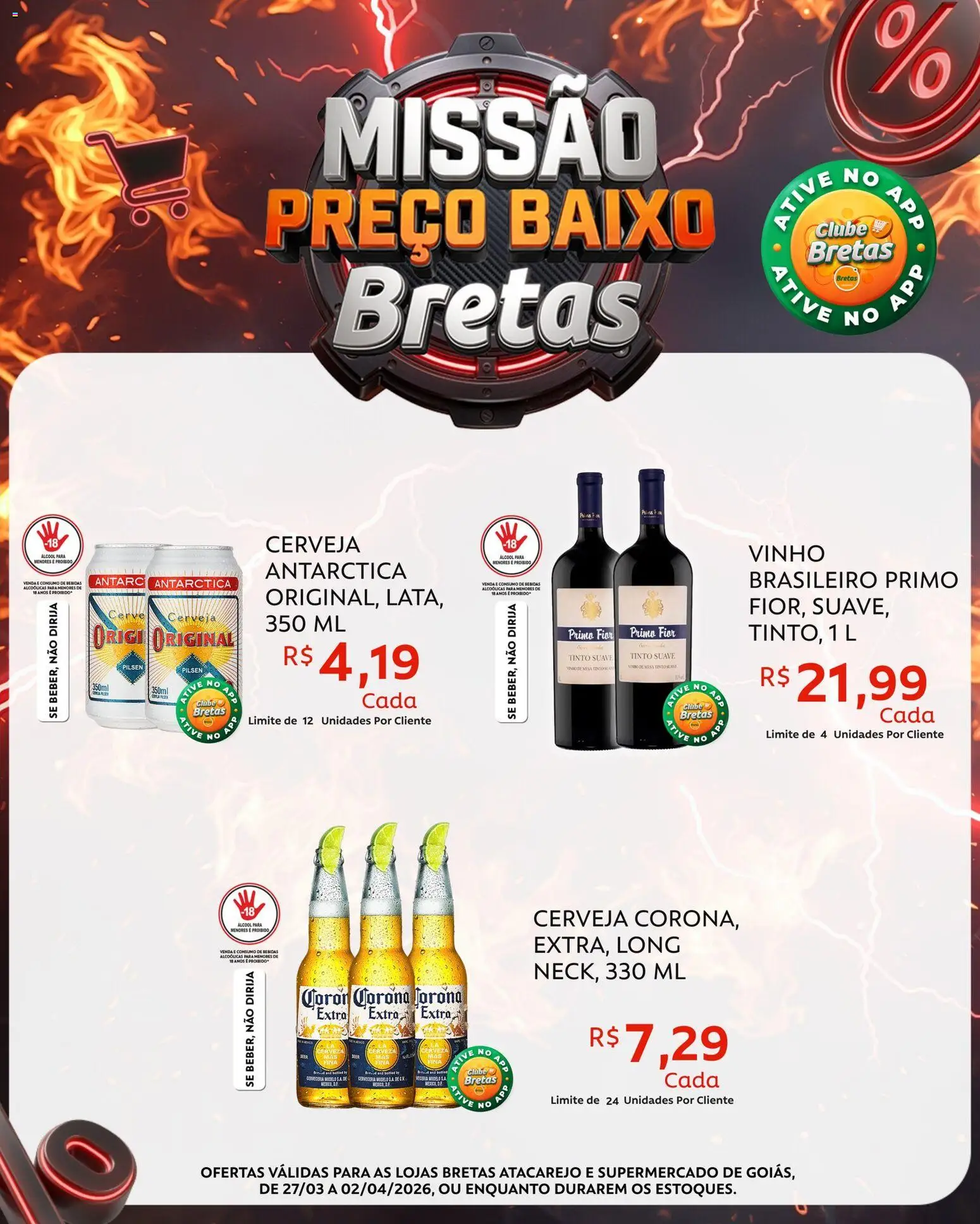 Bretas Folheto - válido de 27.03.2026 | Página: 6 | Produtos: Vinho, Cerveja, Baixo, Rum