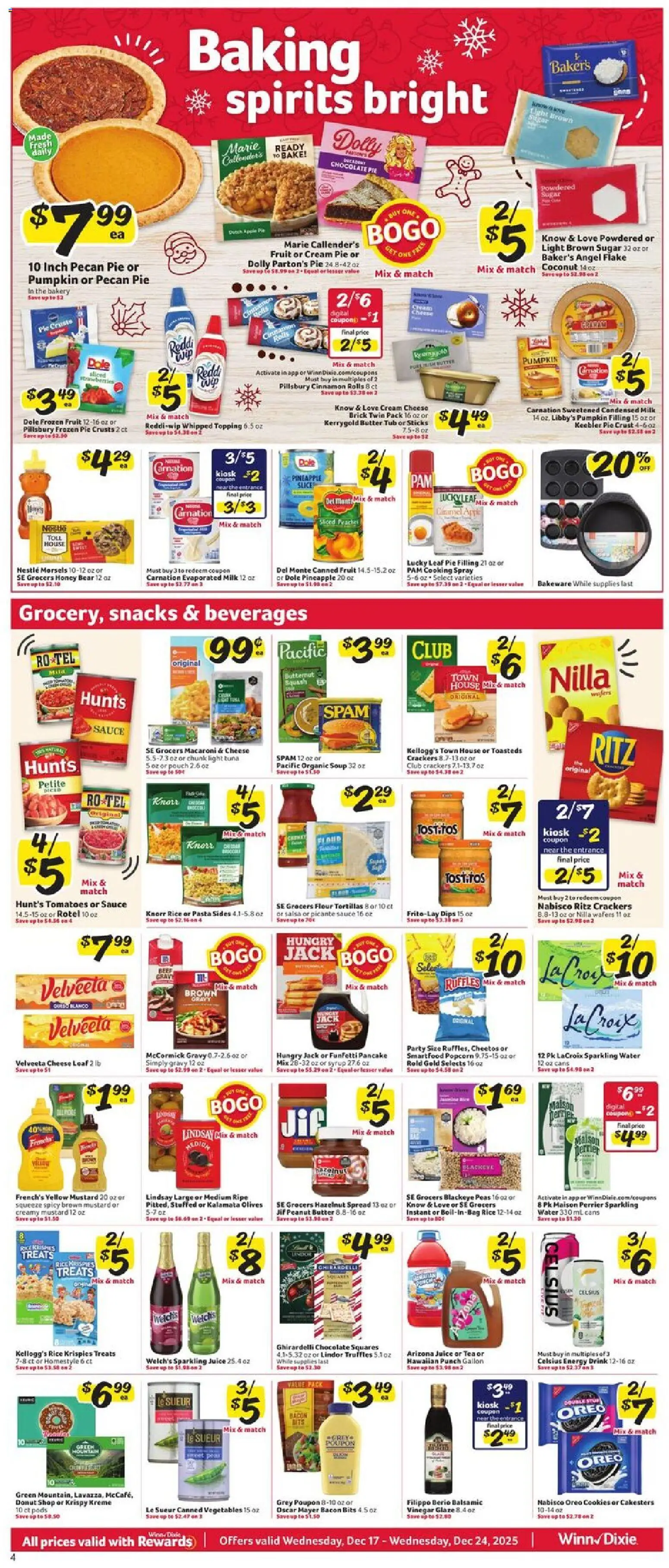 Winn Dixie Weekly Circular - GA - valid from 17.12.2025 | Page: 4 | Products: Squash, Beef, Sugar, Pecan Pie