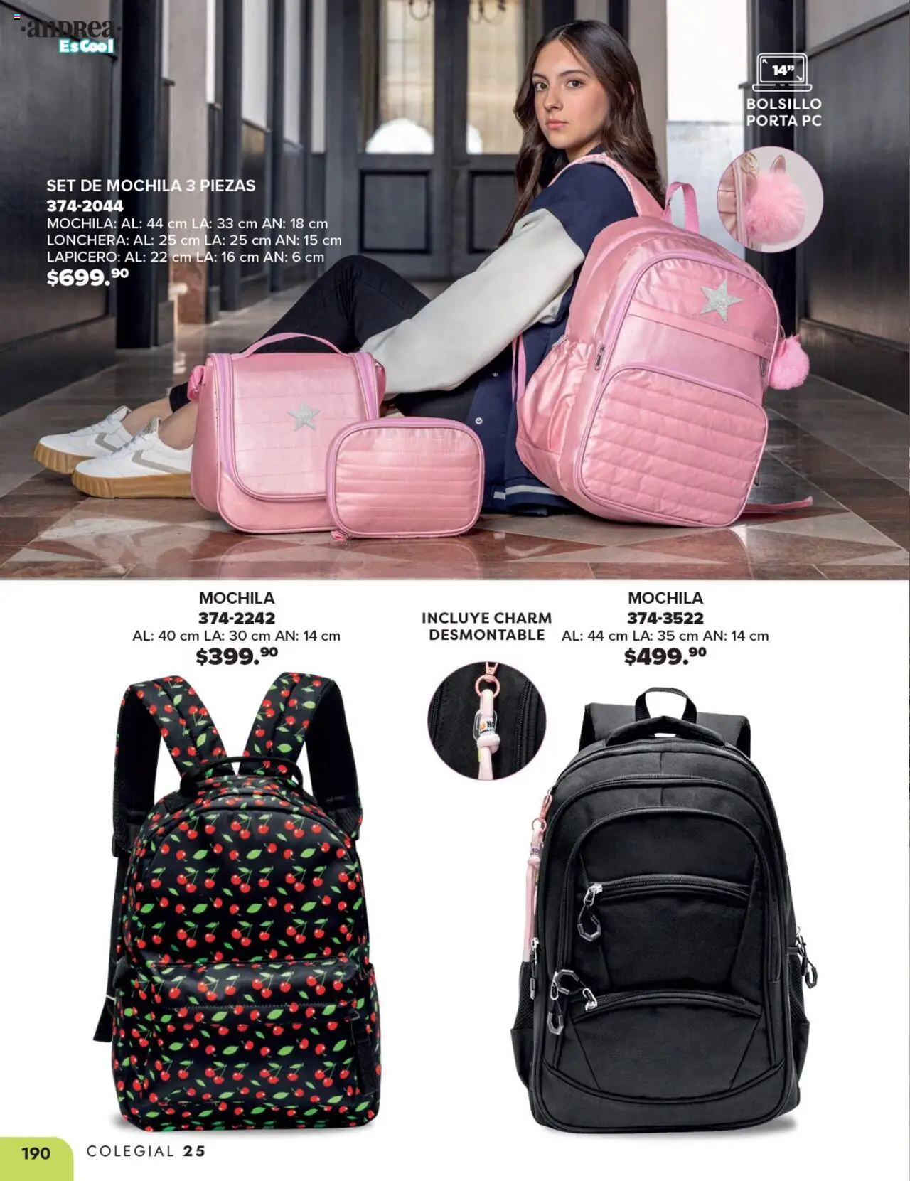 Nuevas ofertas de Andrea válidas en toda la República Mexicana desde el 25.05.2025. ¡Encuentra las mejores ofertas en Andrea catálogo Colegial ! | Página: 190 | Productos: Mochila