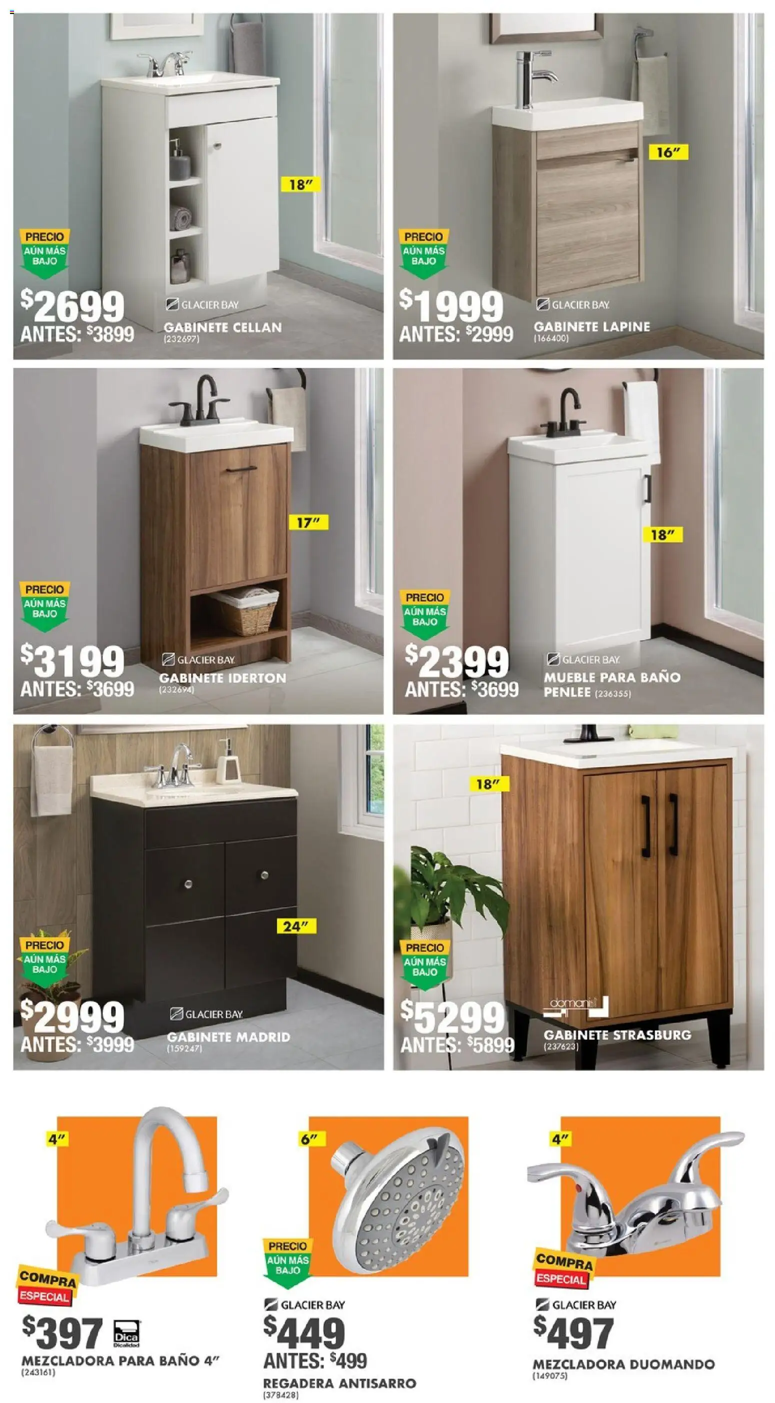 Nuevas ofertas de Home Depot válidas en toda la República Mexicana desde el 16.04.2026. ¡Encuentra las mejores ofertas en Home Depot catálogo! | Página: 4 | Productos: Gabinete, Baño, Regadera