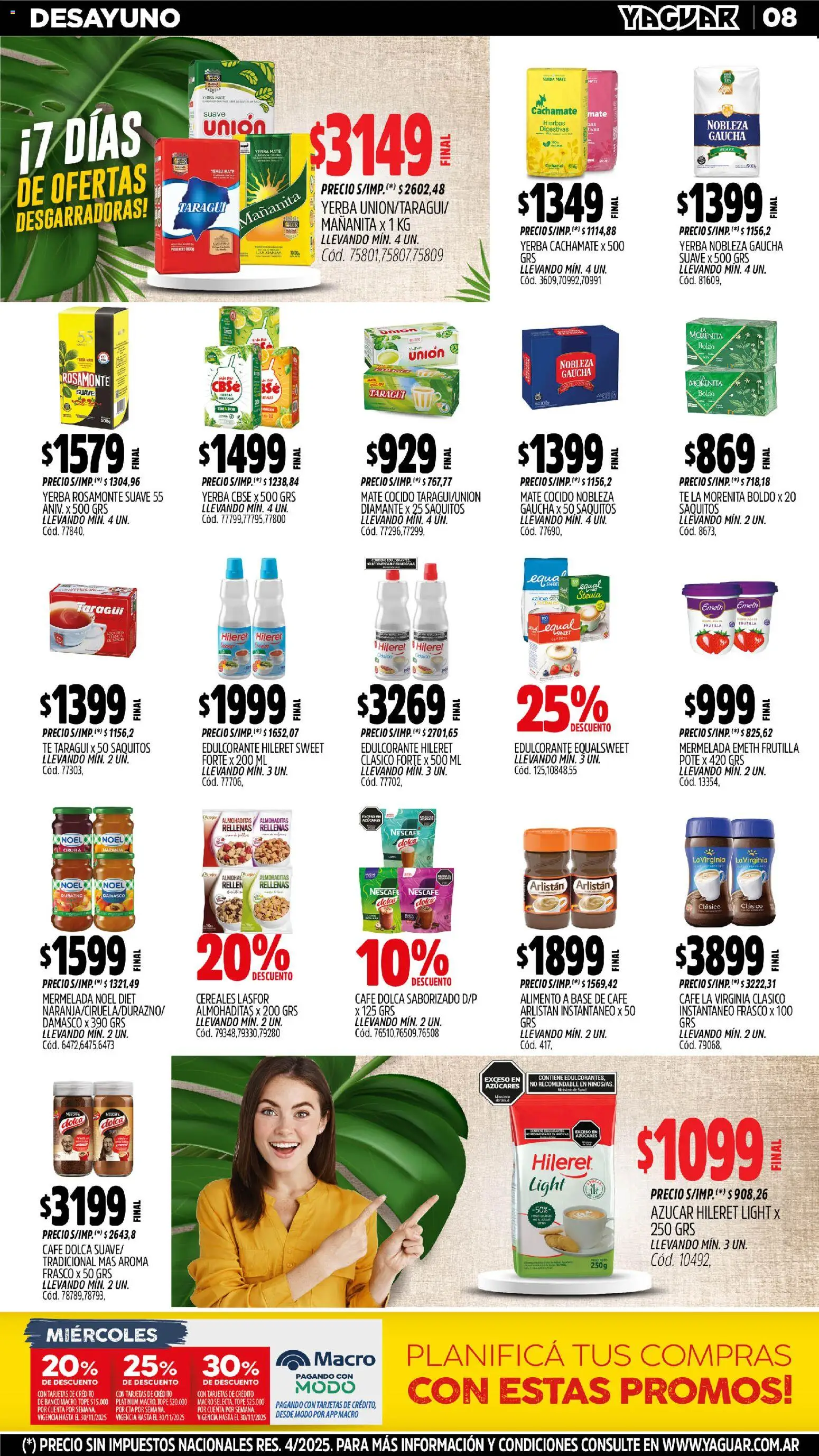 Yaguar - Misiones │ válido desde el 03.11.2025 | Página: 8 | Productos: Yerba, Durazno, Té, Cereales