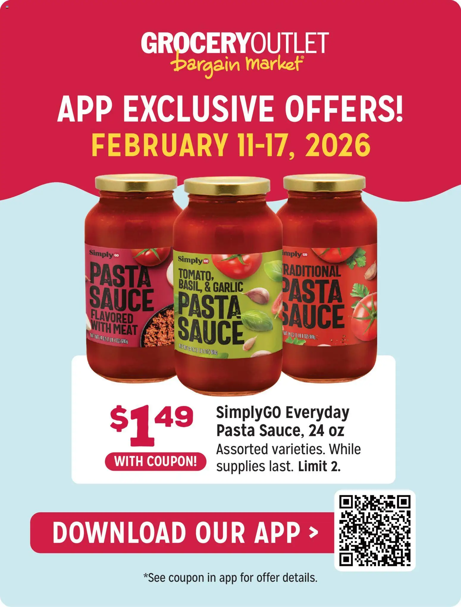 Grocery Outlet Weekly Ad - ID - valid from 11.02.2026 | Page: 5 | Products: Pasta, Sauce, Garlic