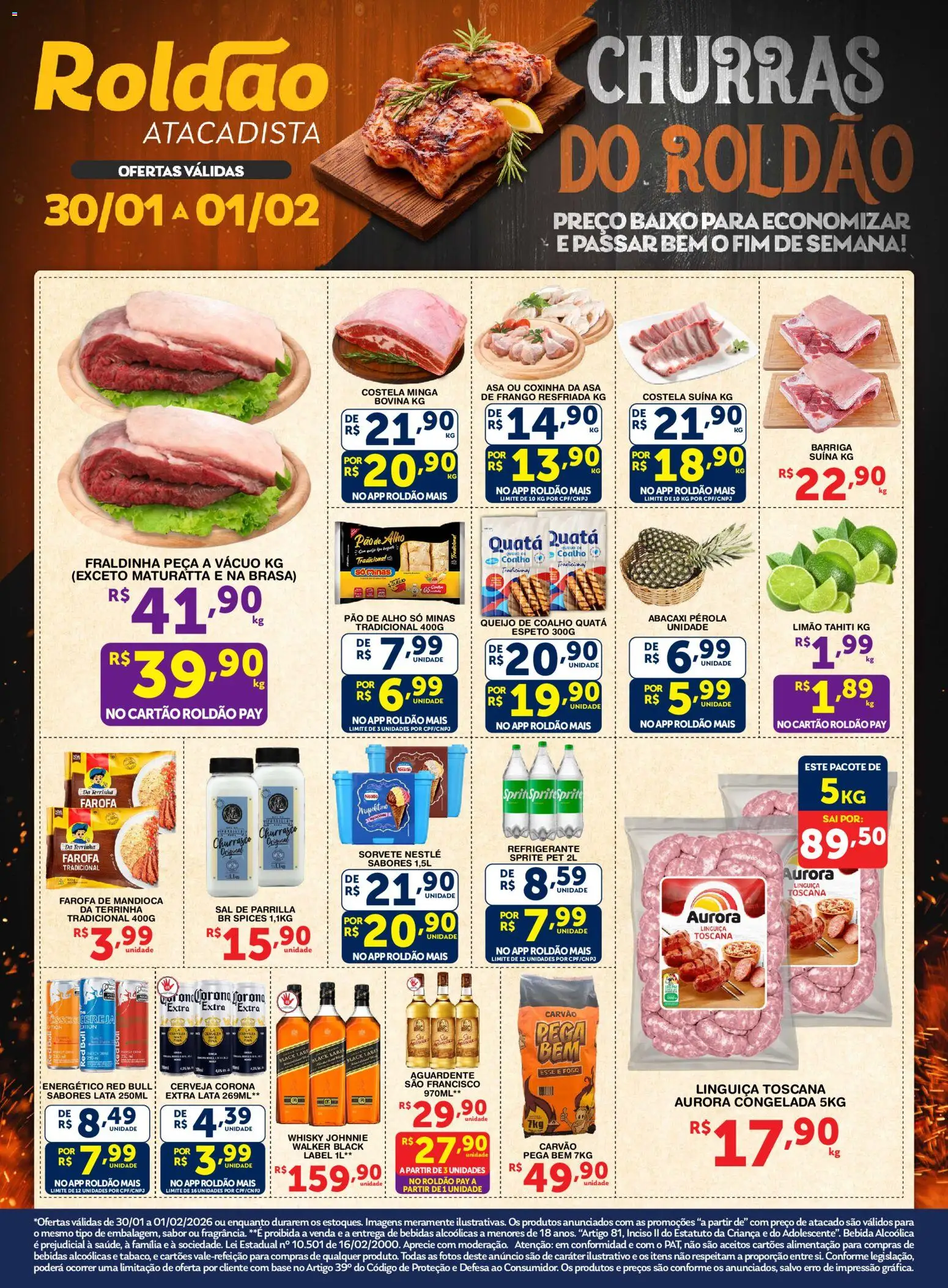 Roldão Folheto - válido de 30.01.2026 | Página: 1 | Produtos: Linguiça, Queijo, Pão, Refrigerante