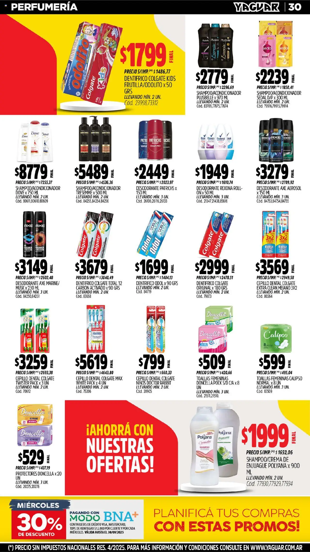 Yaguar - Salta │ válido desde el 15.09.2025 | Página: 29 | Productos: Cepillo, Shampoo, Manzana, Protectores diarios