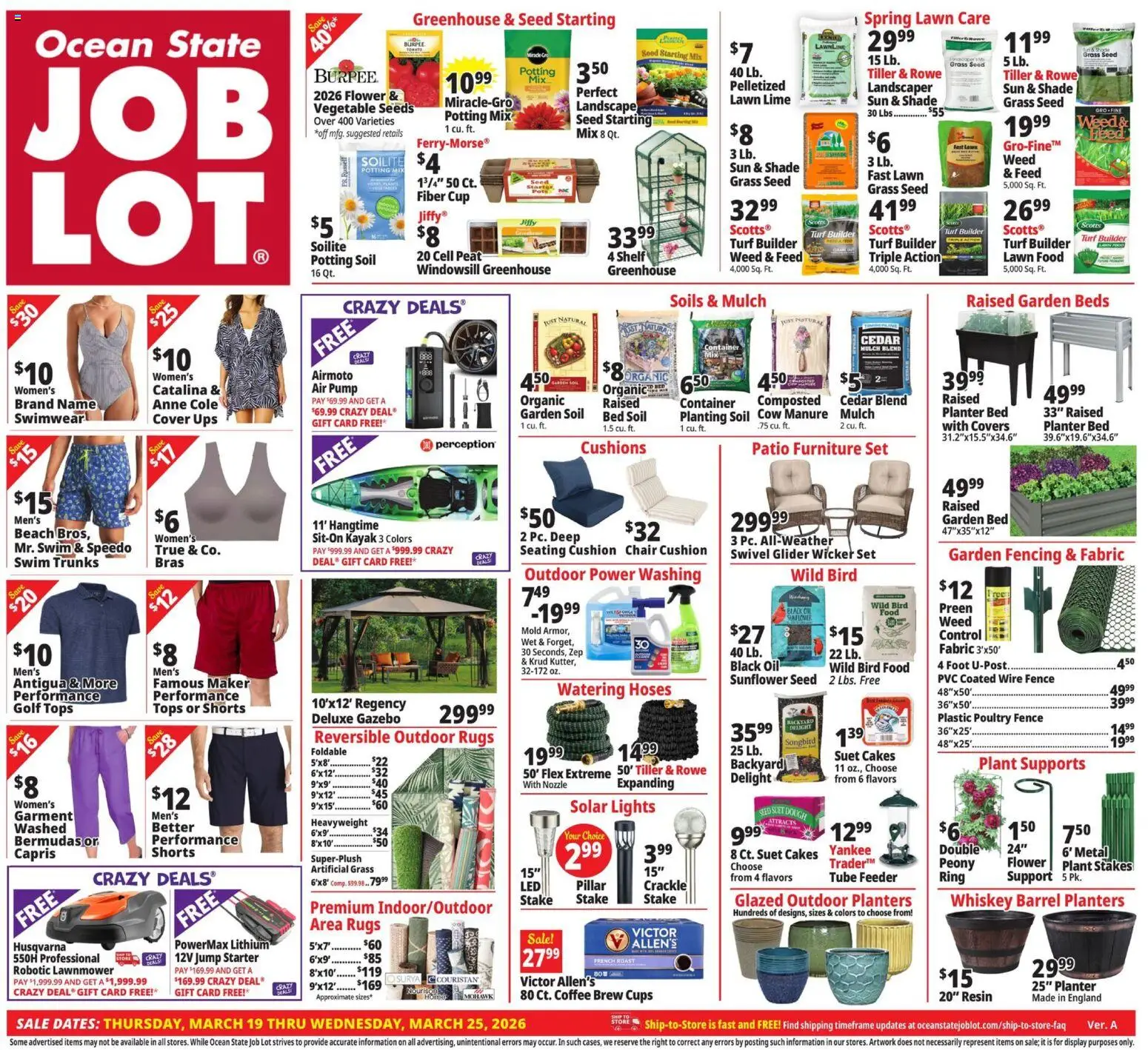 Ocean State Job Lot Weekly Ad - MA - valid from 19.03.2026 | Page: 1 | Products: Shelf, Swimwear, Lime, Poultry