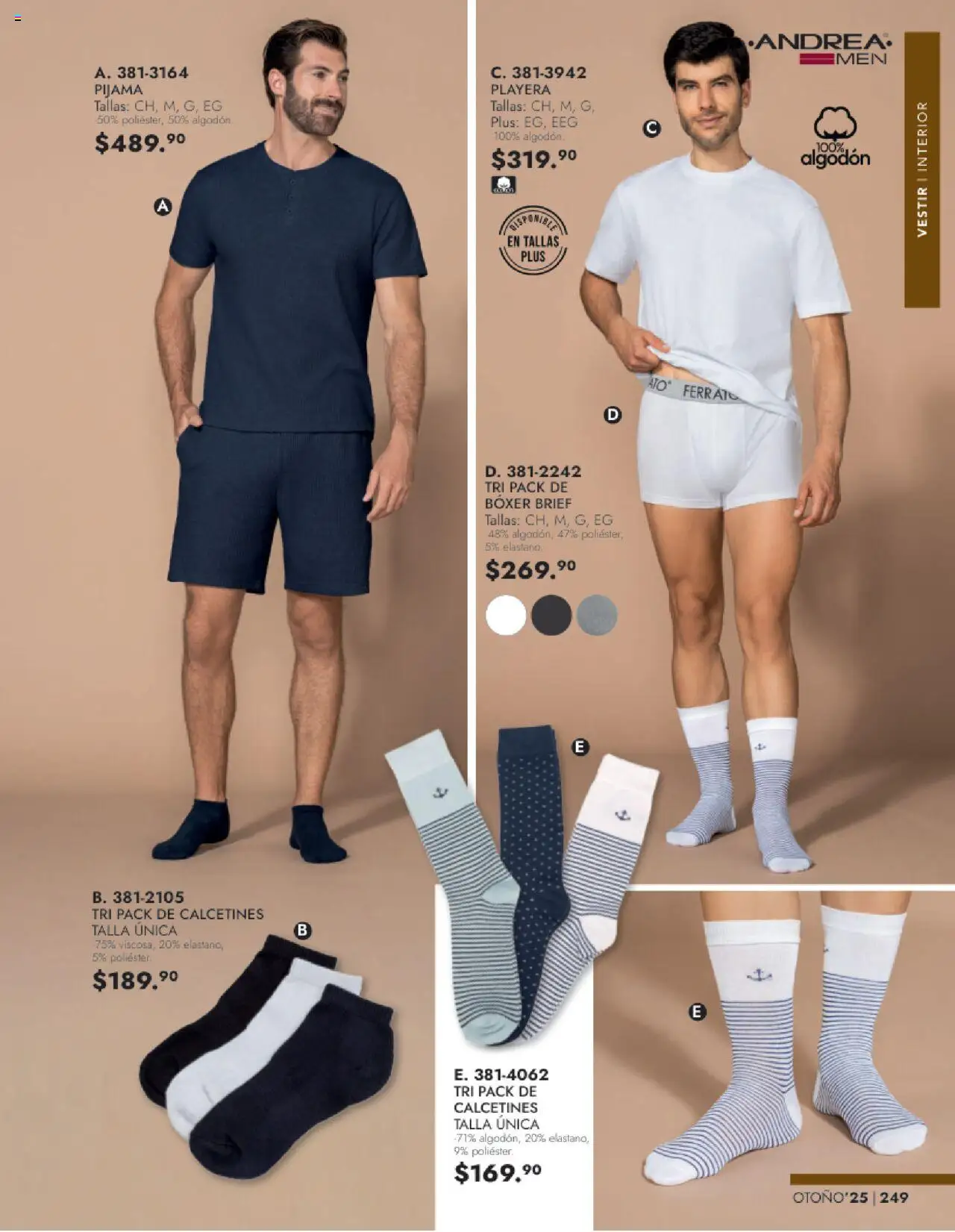 Nuevas ofertas de Andrea válidas en toda la República Mexicana desde el 24.08.2025. ¡Encuentra las mejores ofertas en Andrea - Catálogo Vestir Caballero! | Página: 87 | Productos: Pijama, Algodón, Playera