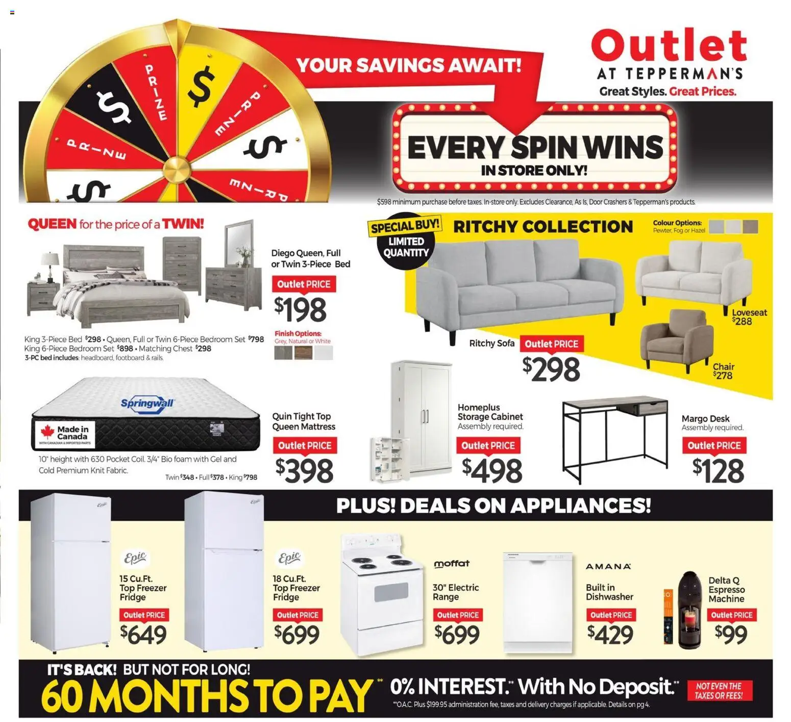 Tepperman's flyer valid from 27.03.2026 | Page: 12 | Products: Freezer, Dishwasher, Bed, Mattress