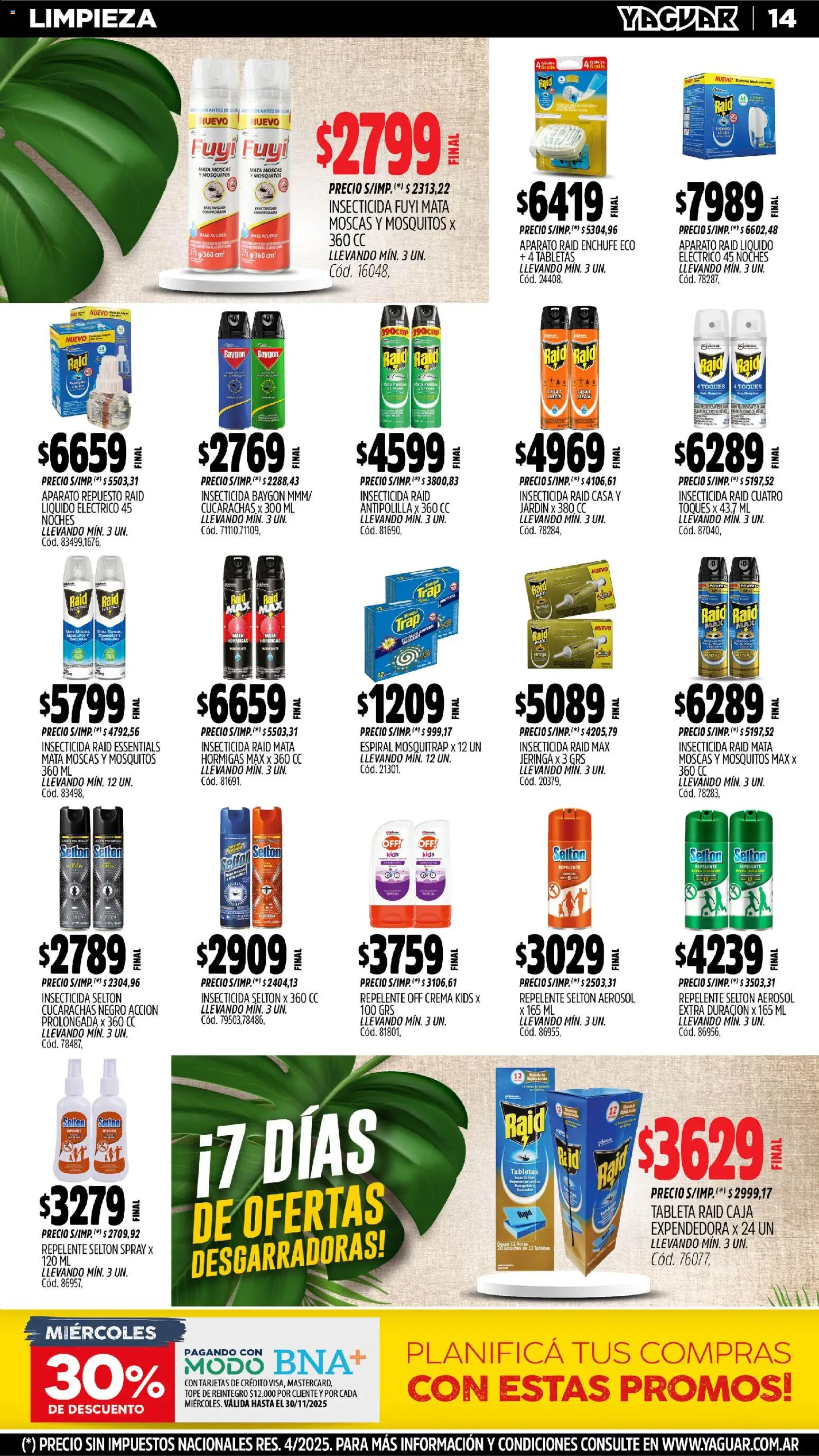 Yaguar - Trelew │ válido desde el 03.11.2025 | Página: 16 | Productos: Mata moscas, Tableta, Repelente, Insecticida