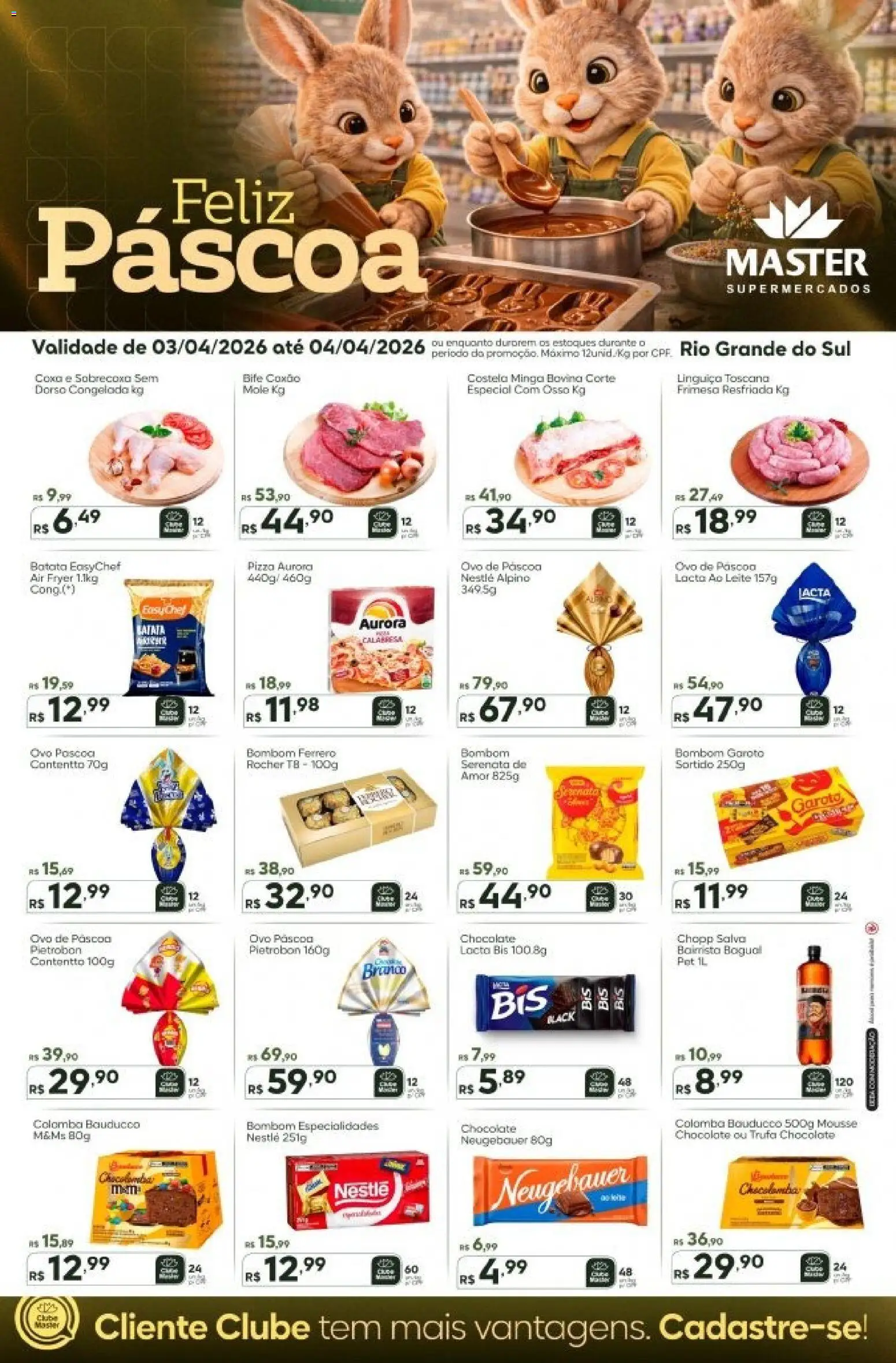 Master Folheto - válido de 03.04.2026 | Página: 1 | Produtos: Linguiça, Neugebauer, Pizza, Bombom