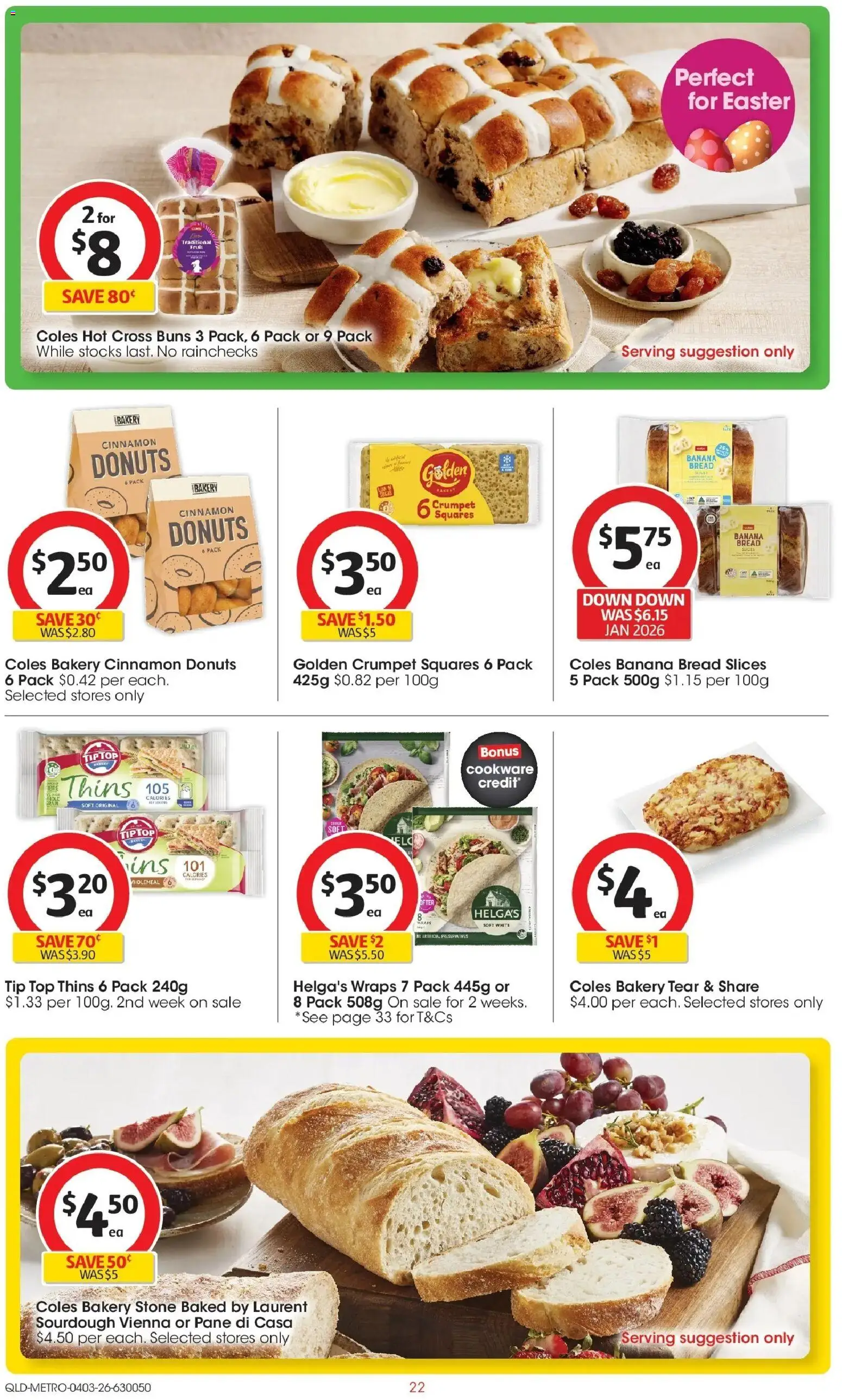 Coles catalogue - valid from 04.03.2026 | Page: 22 | Products: Donuts, Bread, Cookware, Bakery