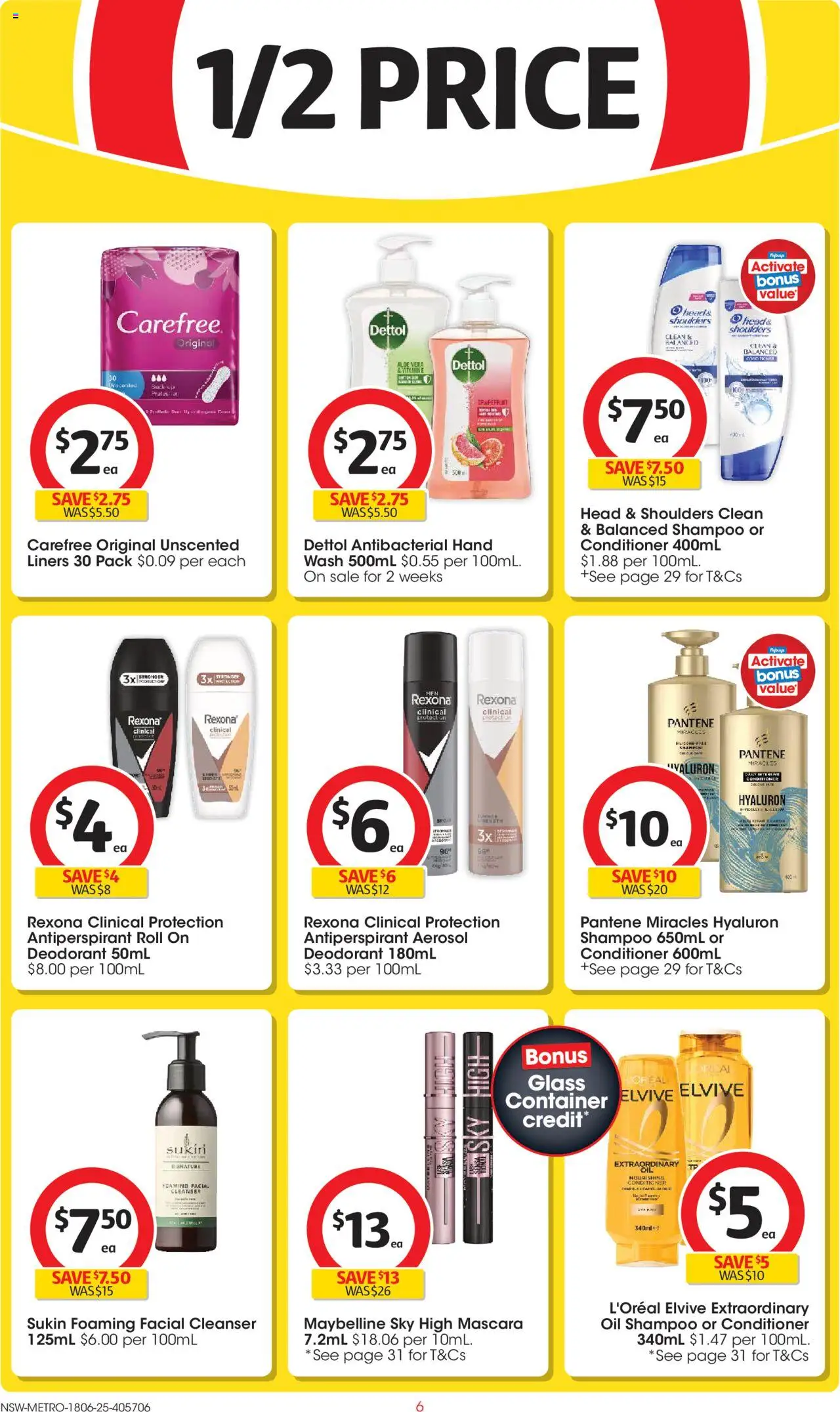 Coles catalogue - valid from 18.06.2025 | Page: 6 | Products: Mascara, Shampoo, Deodorant, Antiperspirant
