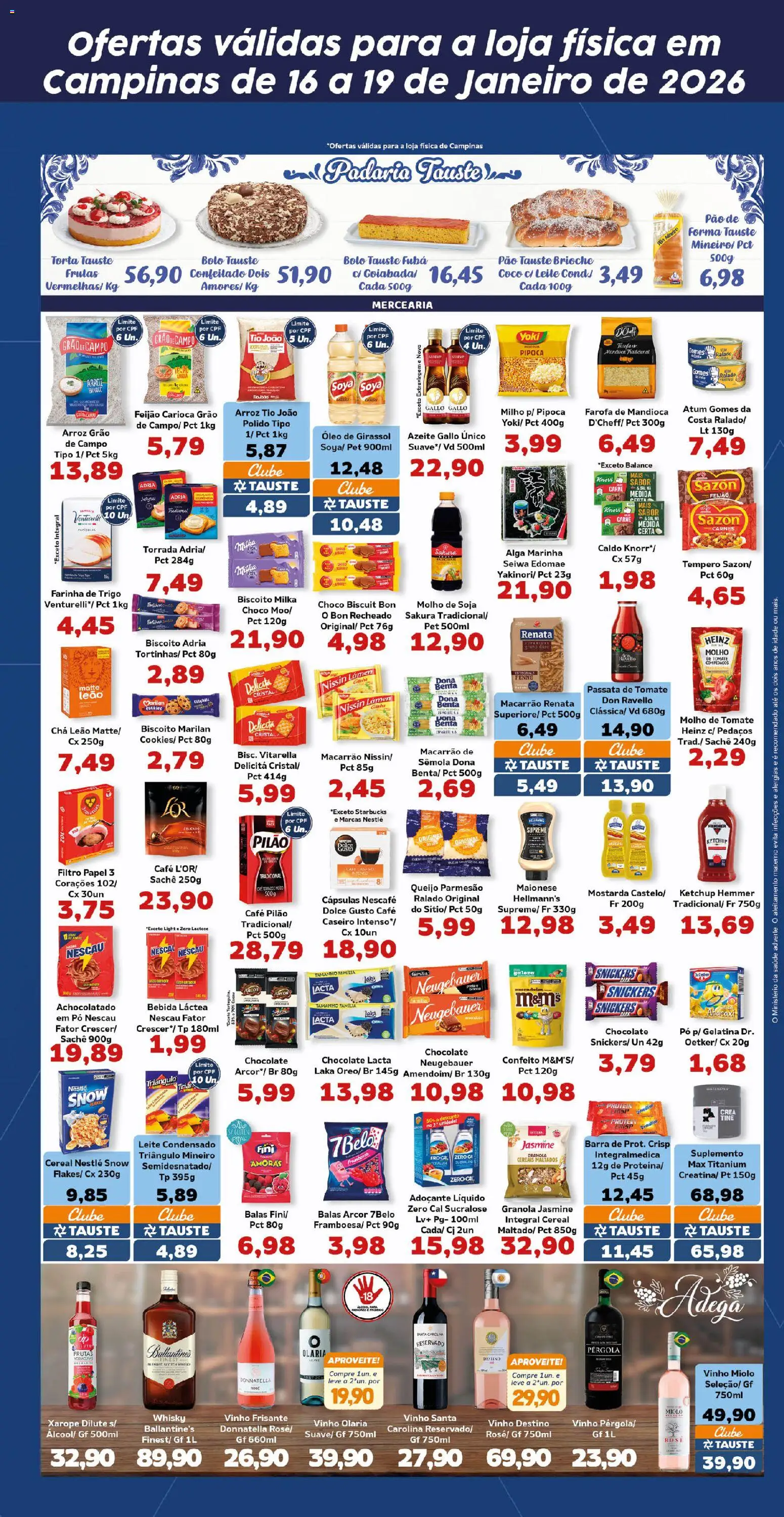 Tauste Folheto - válido de 16.01.2026 | Página: 3 | Produtos: Mandioca, Arroz, Maionese, Leite condensado