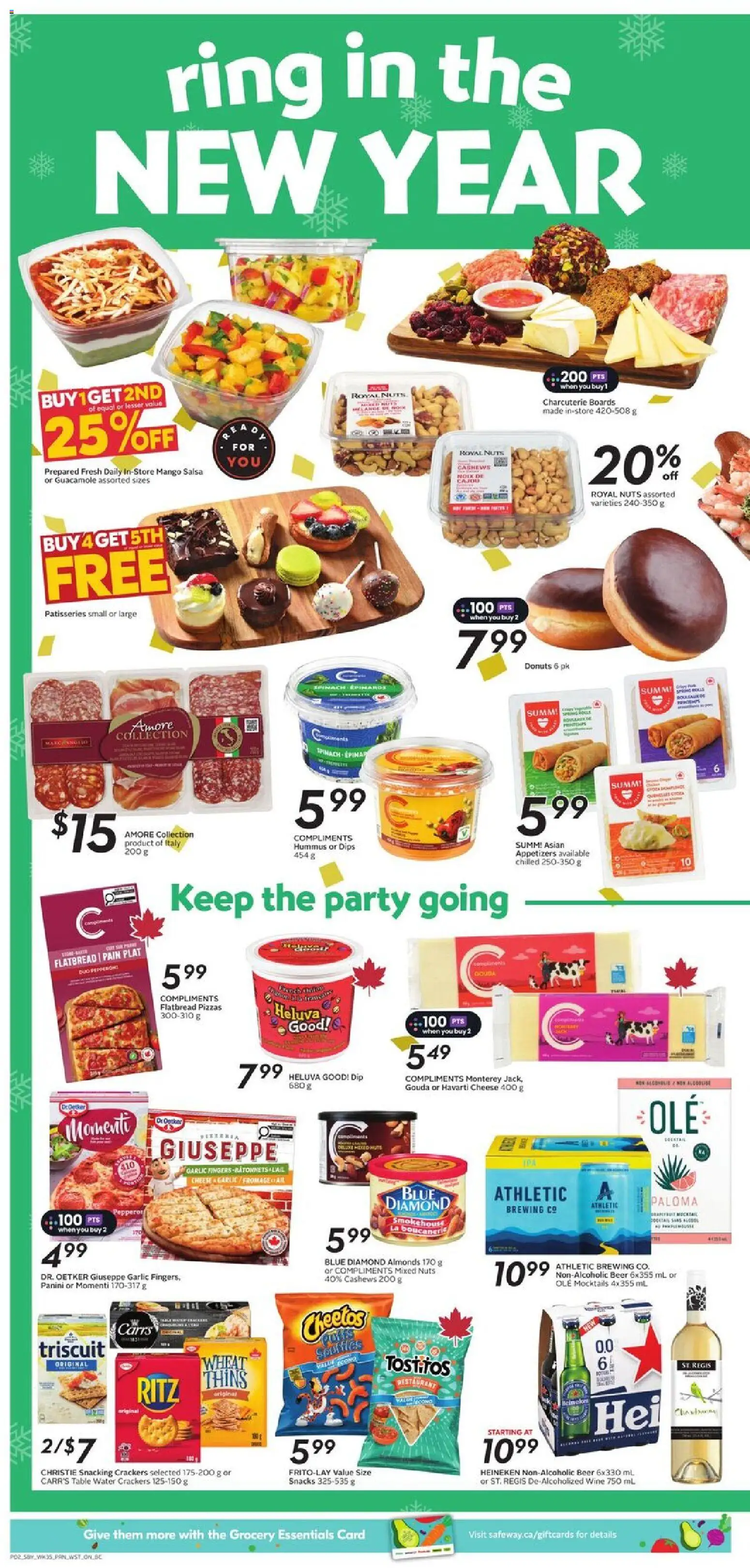 Safeway flyer valid from 25.12.2025 | Page: 5 | Products: Nuts, Cheese, Wine, Beer