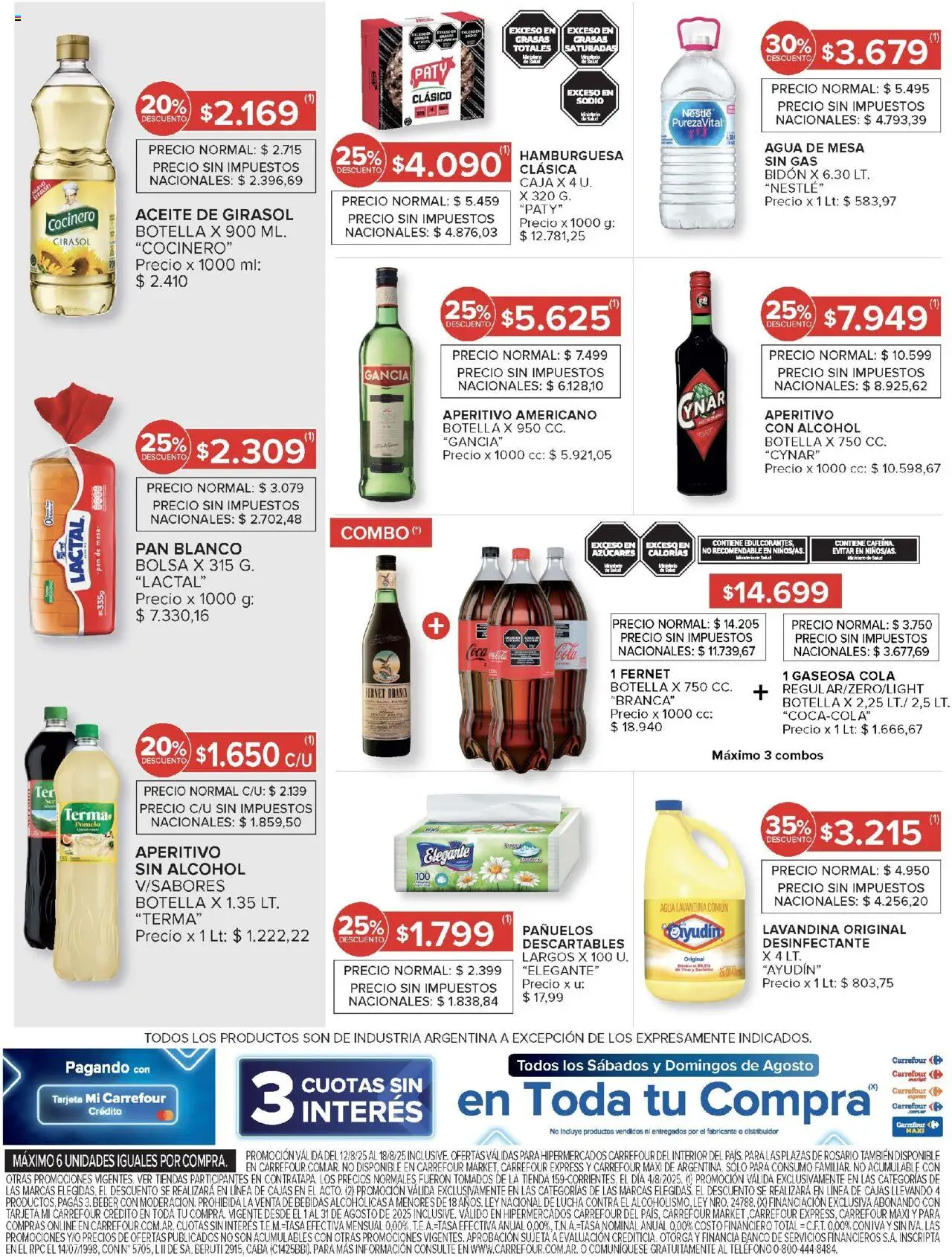 Carrefour ofertas - Salta │ válido desde el 12.08.2025 | Página: 12 | Productos: Desinfectante, Lavandina, Bidón, Pan