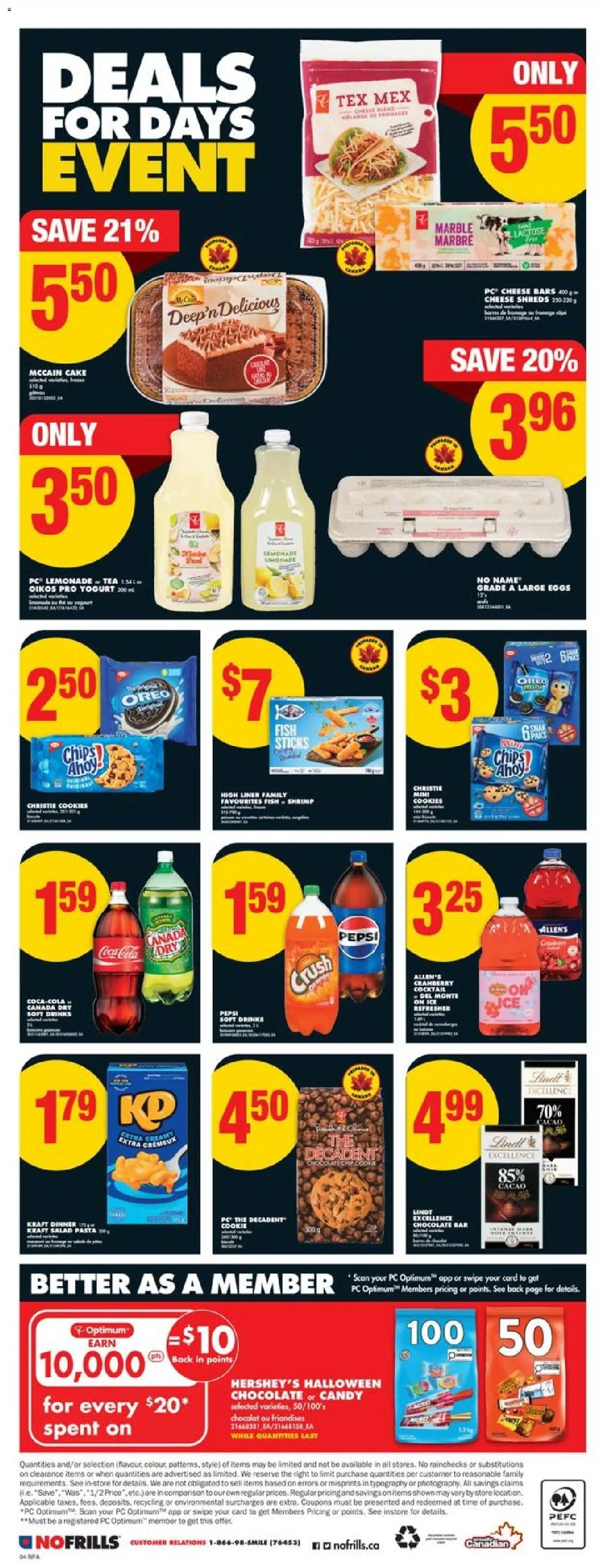 No Frills flyer valid from 23.10.2025 | Page: 5 | Products: Pasta, Salad, Yogurt, Juice