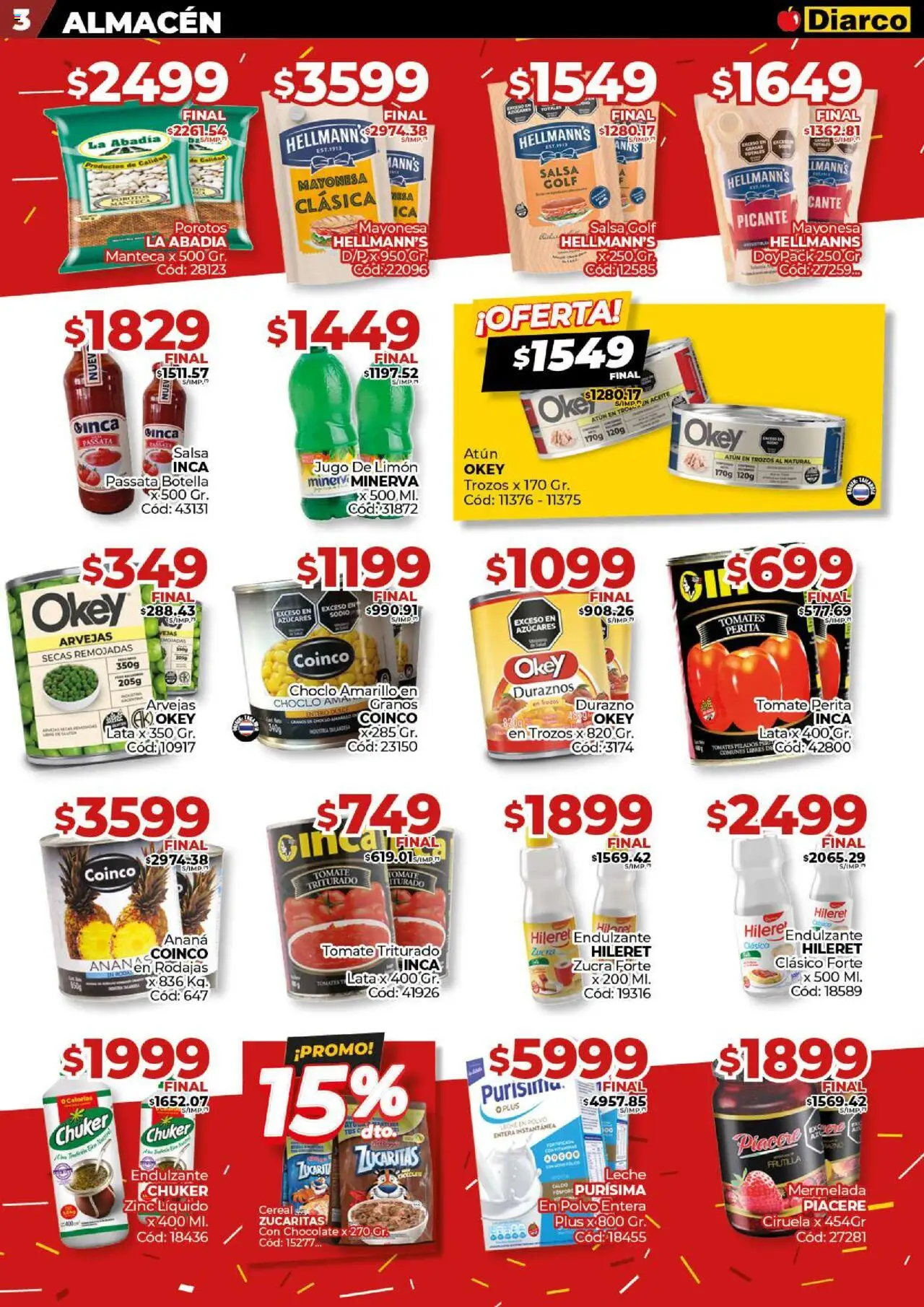 Diarco ofertas │ válido desde el 18.08.2025 | Página: 3 | Productos: Mayonesa, Ananá, Manteca, Tomates
