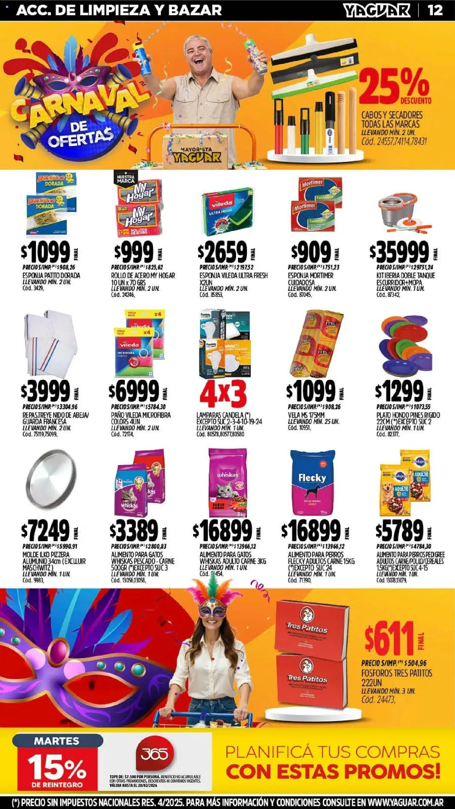 Yaguar - Oferta Semanal Neuquen │ válido desde el 09.02.2026 | Página: 12 | Productos: Fósforos, Vela, Pizzera, Pescado