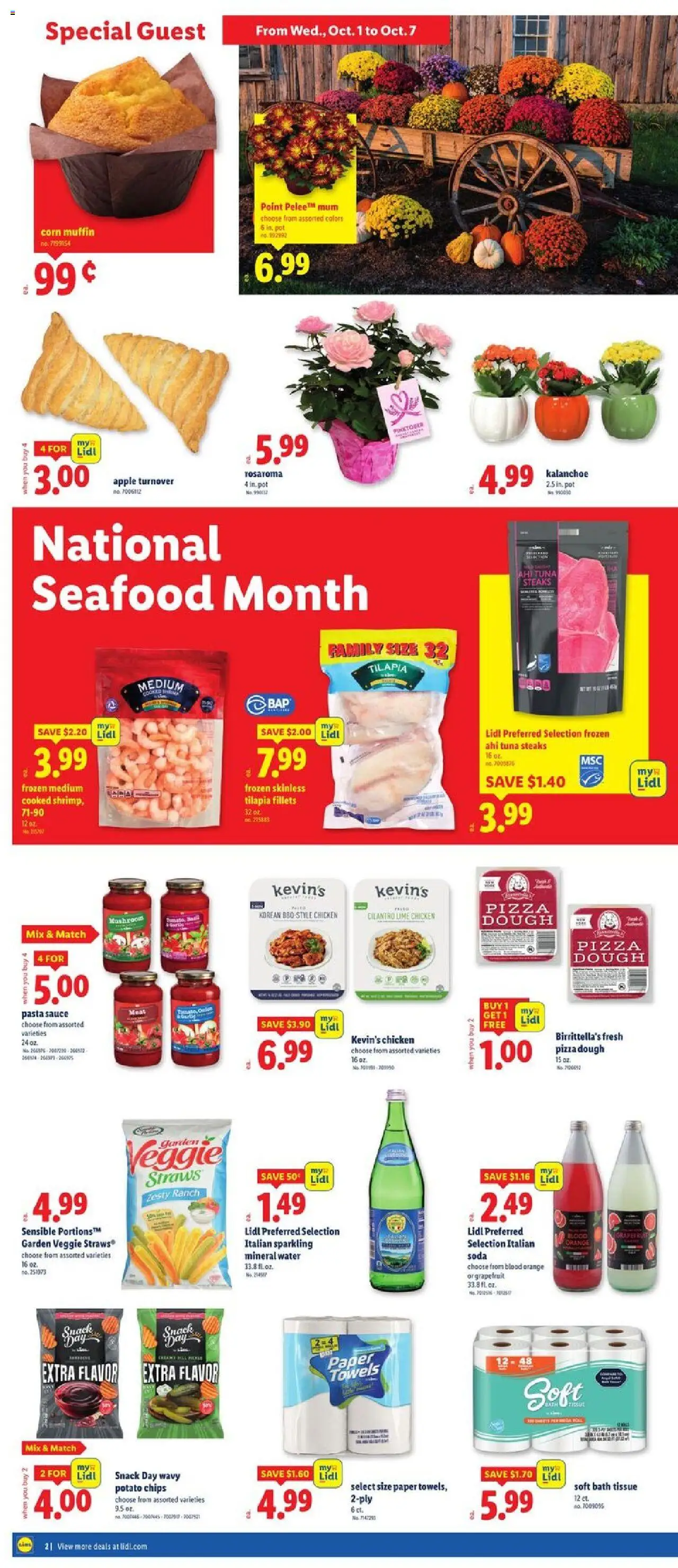 Lidl Weekly Ad - MD - valid from 01.10.2025 | Page: 2 | Products: Corn, Water, Seafood, Muffin