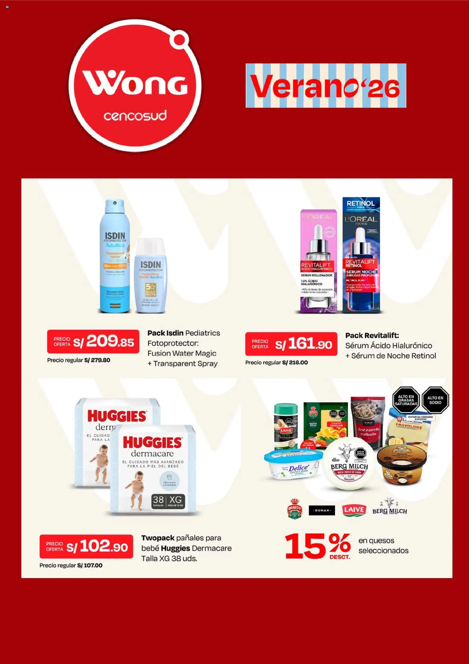 Catálogo Wong válido desde 27.04.2026 | Página: 3 | Productos: Queso