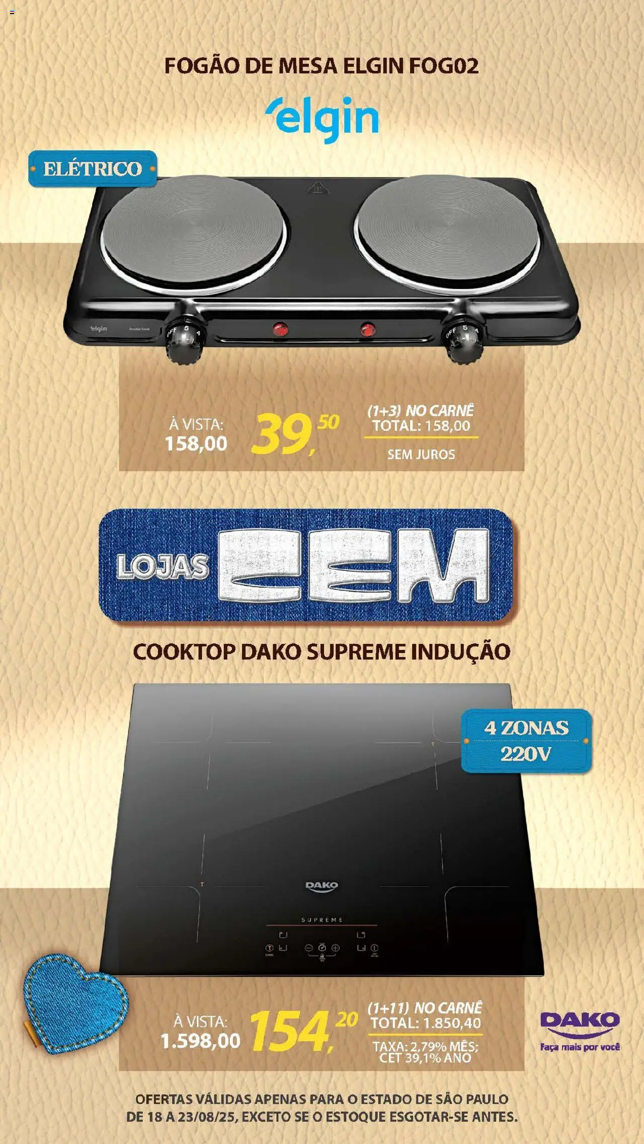 Lojas Cem Folheto - válido de 18.08.2025 | Página: 21 | Produtos: Mesa, Cooktop, Faca, Carne