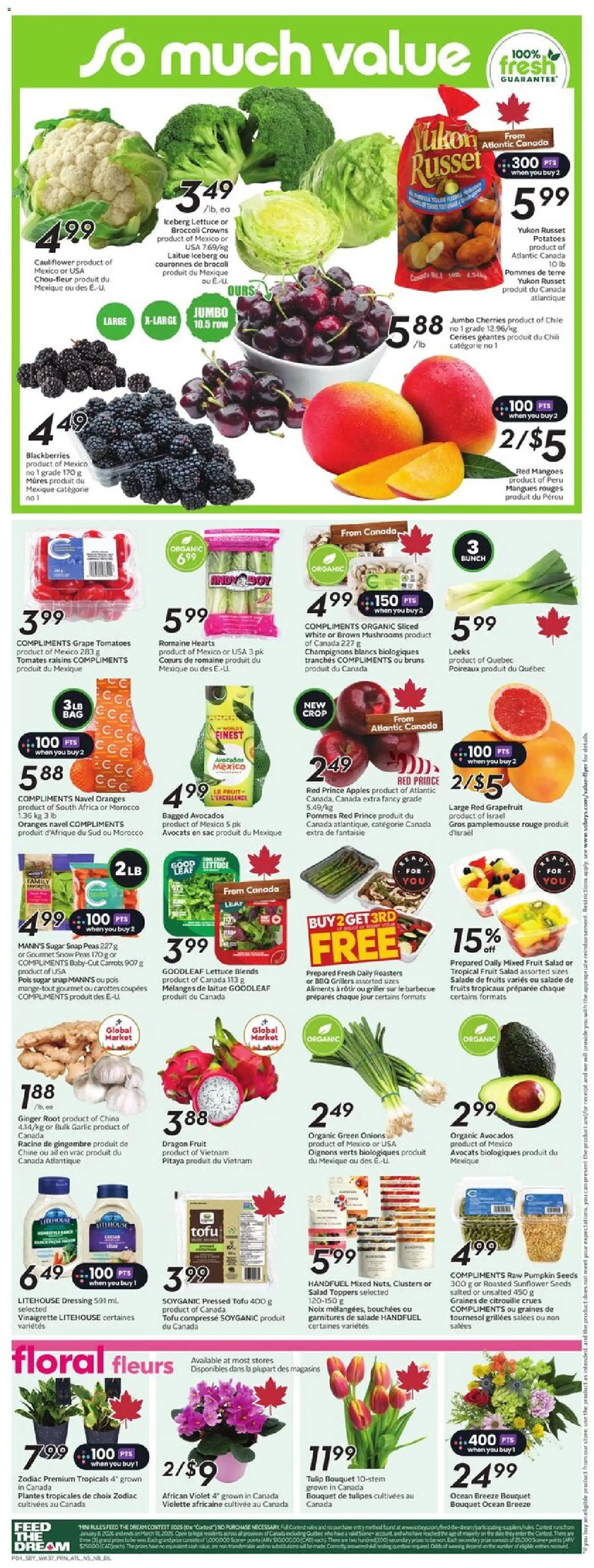 Sobeys flyer valid from 08.01.2026 | Page: 7 | Products: Salad, Potatoes, Apples, Tomatoes