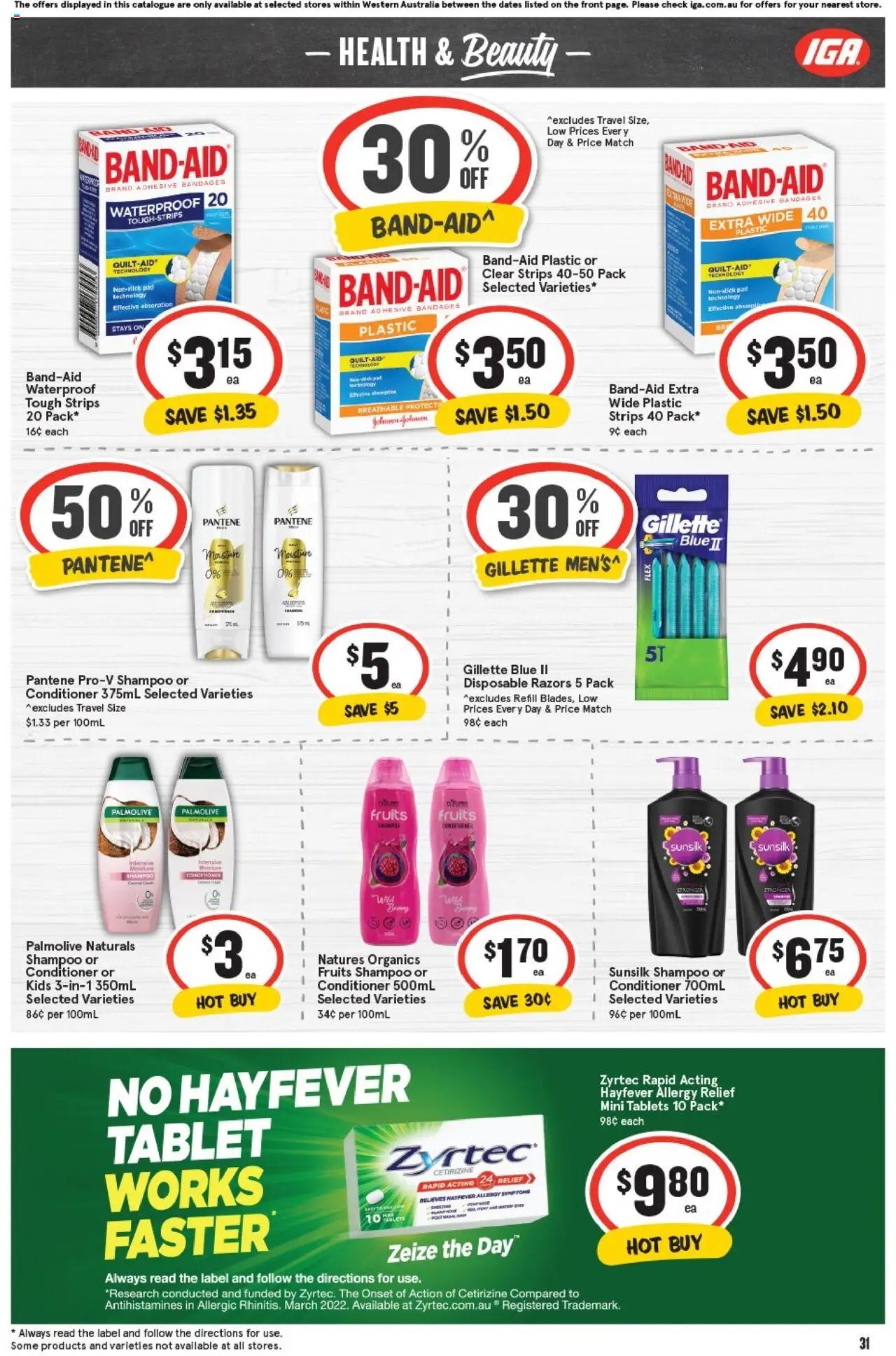 IGA catalogue - valid from 08.10.2025 | Page: 34 | Products: Conditioner, Tablet, Razors, Allergy