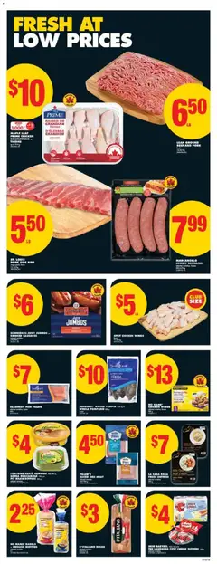 Preview of MAPLE LEAF PRIME CHICKEN DRUMSTICKS OF THIGHS, Raised on Canadian farms, up to 954 g from shop No Frills valid from 23.10.2025 | Page: 4 | Products: Beef, Cheese, Chicken, Pork