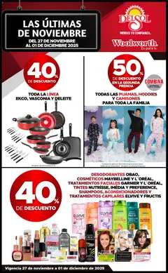 Vista previa de Del Sol y Woolworth Buen Fin , nuevo folleto de la tienda, válido en México a partir del 27.11.2025