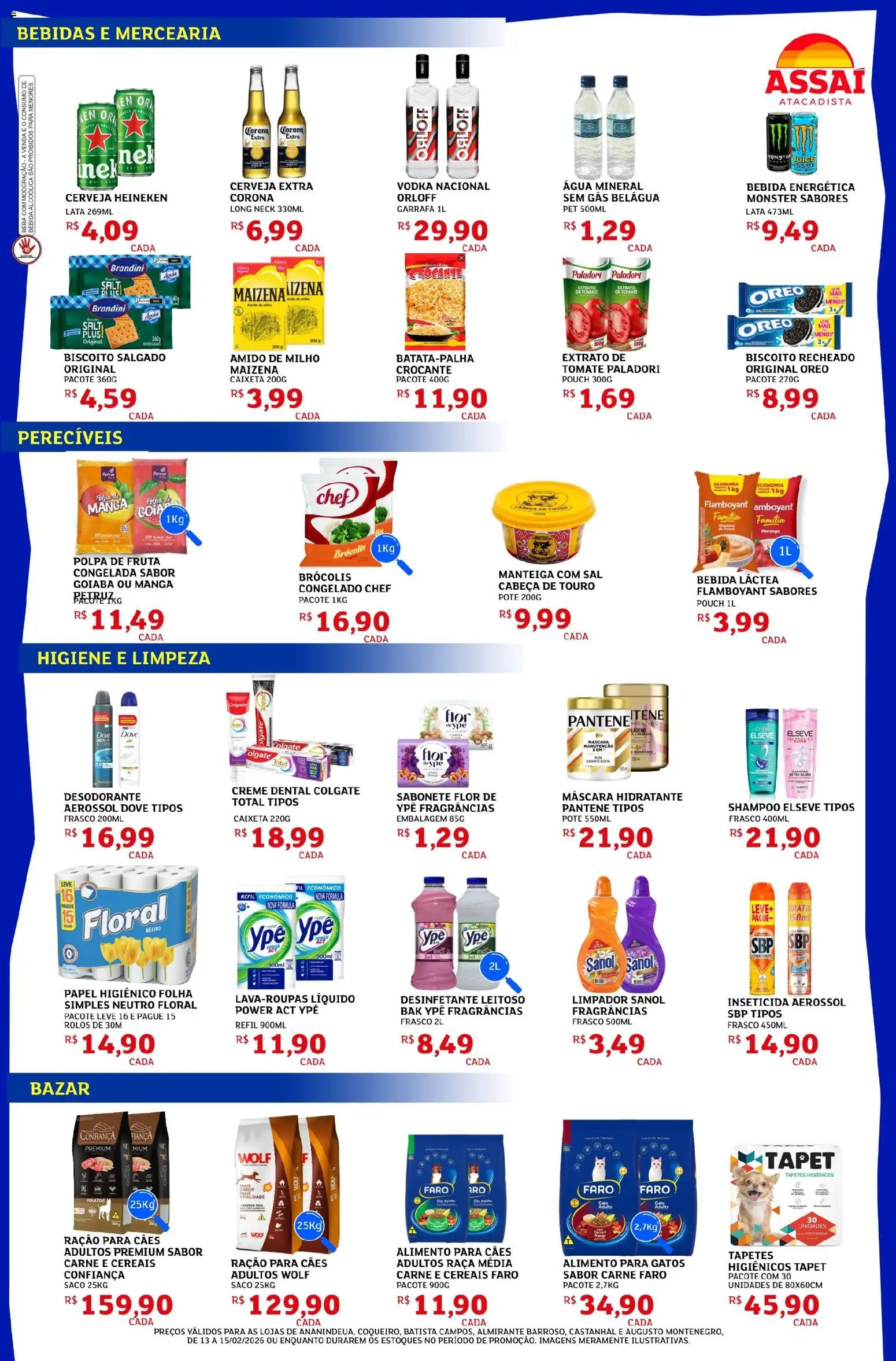 Assaí Atacadista Folheto - válido de 13.02.2026 | Página: 2 | Produtos: Manteiga, Cerveja, Vodka, Sal