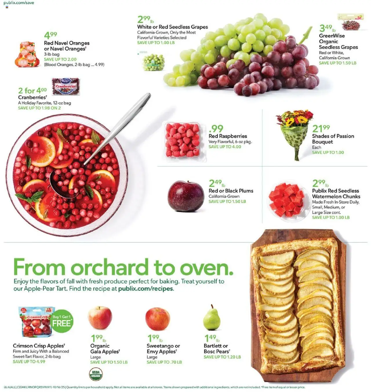 Publix Weekly Ad - valid from 15.10.2025 | Page: 6 | Products: Apples, Watermelon, Grapes, Bag