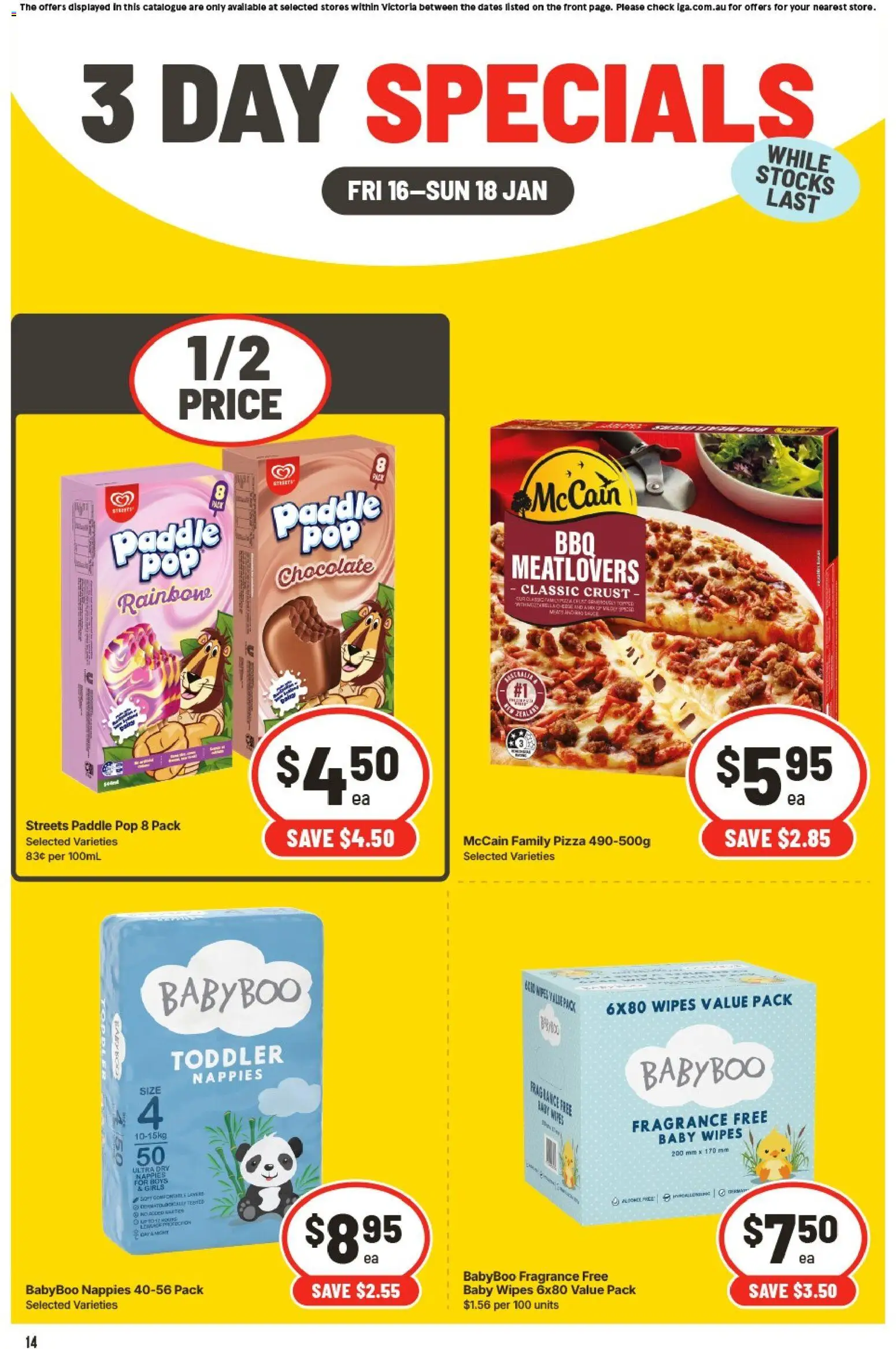IGA catalogue - valid from 16.01.2026 | Page: 3 | Products: Fragrance, Chocolate, Pizza, Nappies