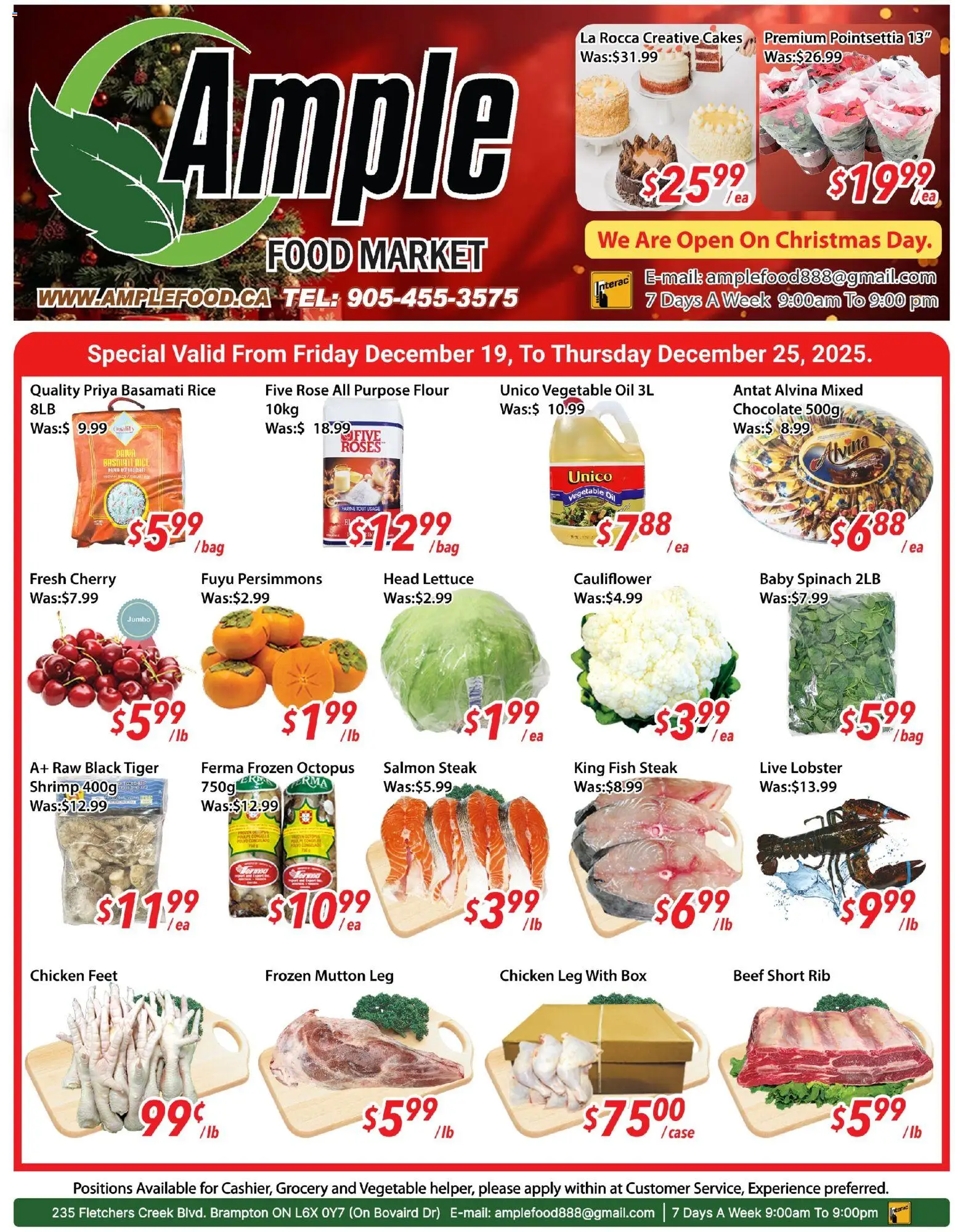Ample Food Market flyer valid from 19.12.2025 | Page: 1 | Products: Fish, Bag, Chocolate, Chicken