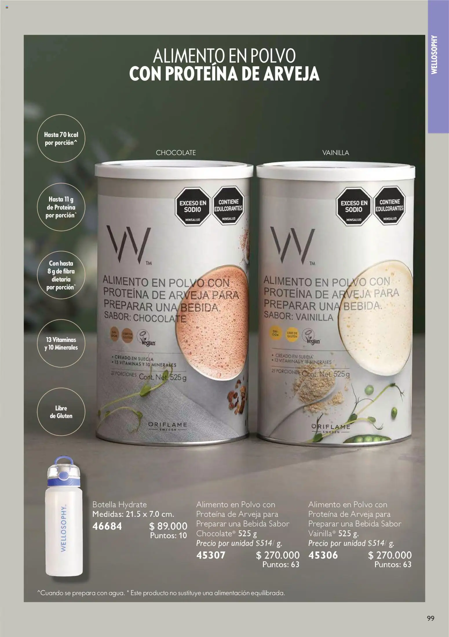Oriflame revista - valida desde el 06.12.2025 | Página: 99 | Productos: Botella, Polvo, Vitaminas, Chocolate