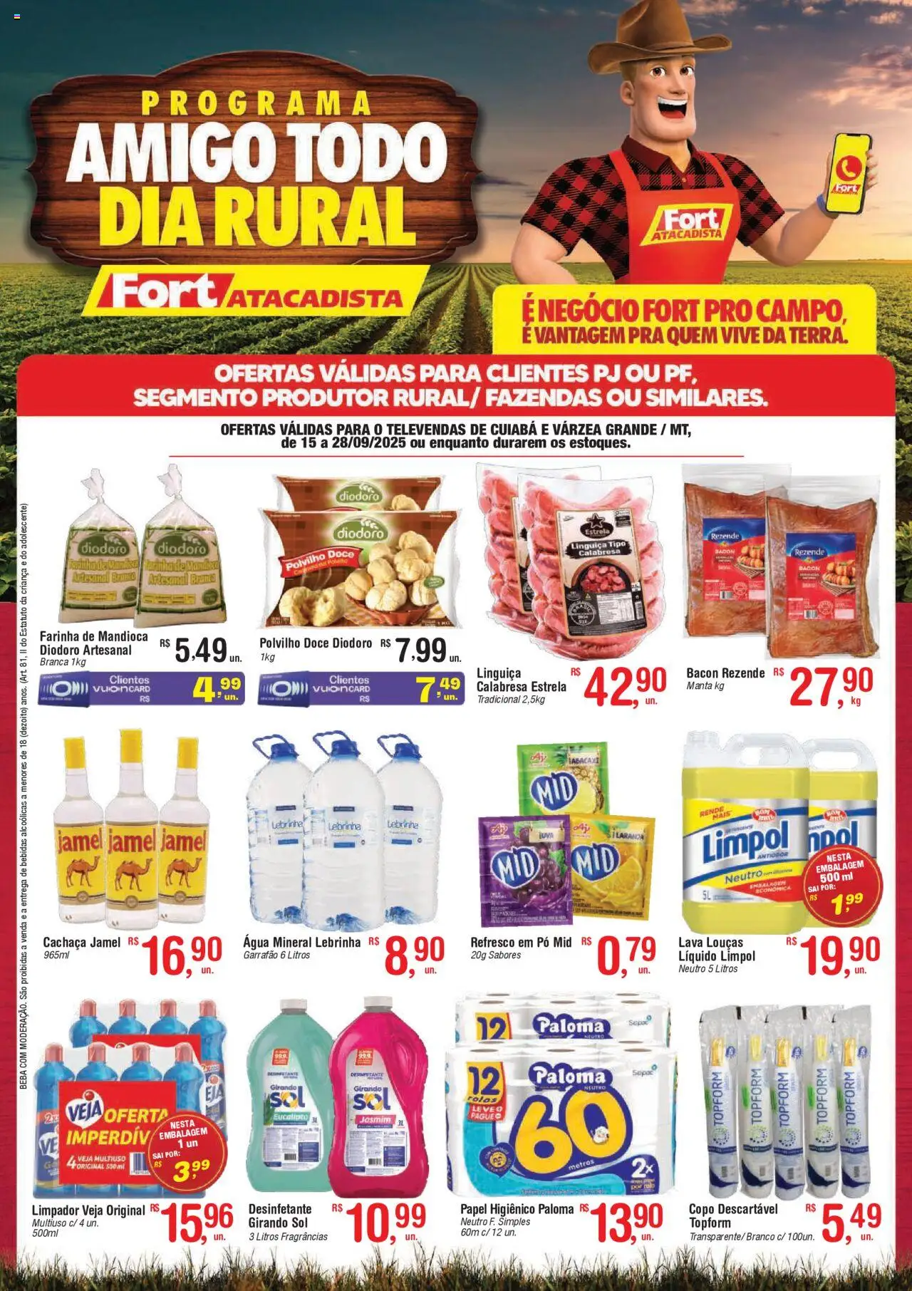 Fort Atacadista Folheto - válido de 15.09.2025 | Página: 1 | Produtos: Cachaça, Farinha de mandioca, Linguiça, Água mineral