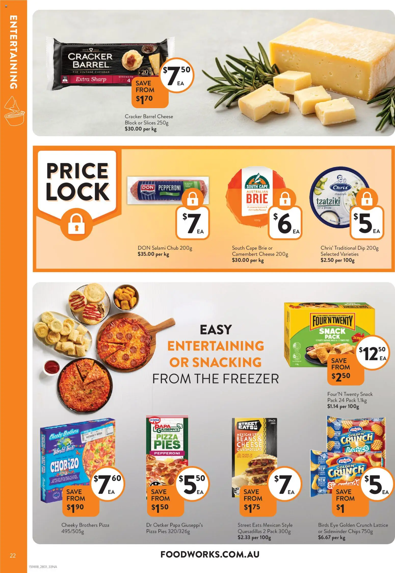 Foodworks catalogue - valid from 28.01.2026 | Page: 22 | Products: Chips, Sausage, Pies, Freezer