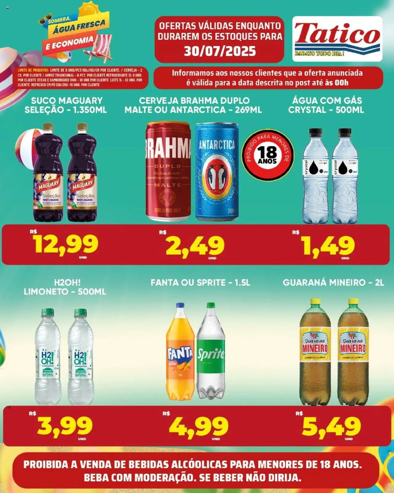 Tatico Folheto - válido de 30.07.2025 | Página: 13 | Produtos: Fanta, Água com gás, Leite, Pá