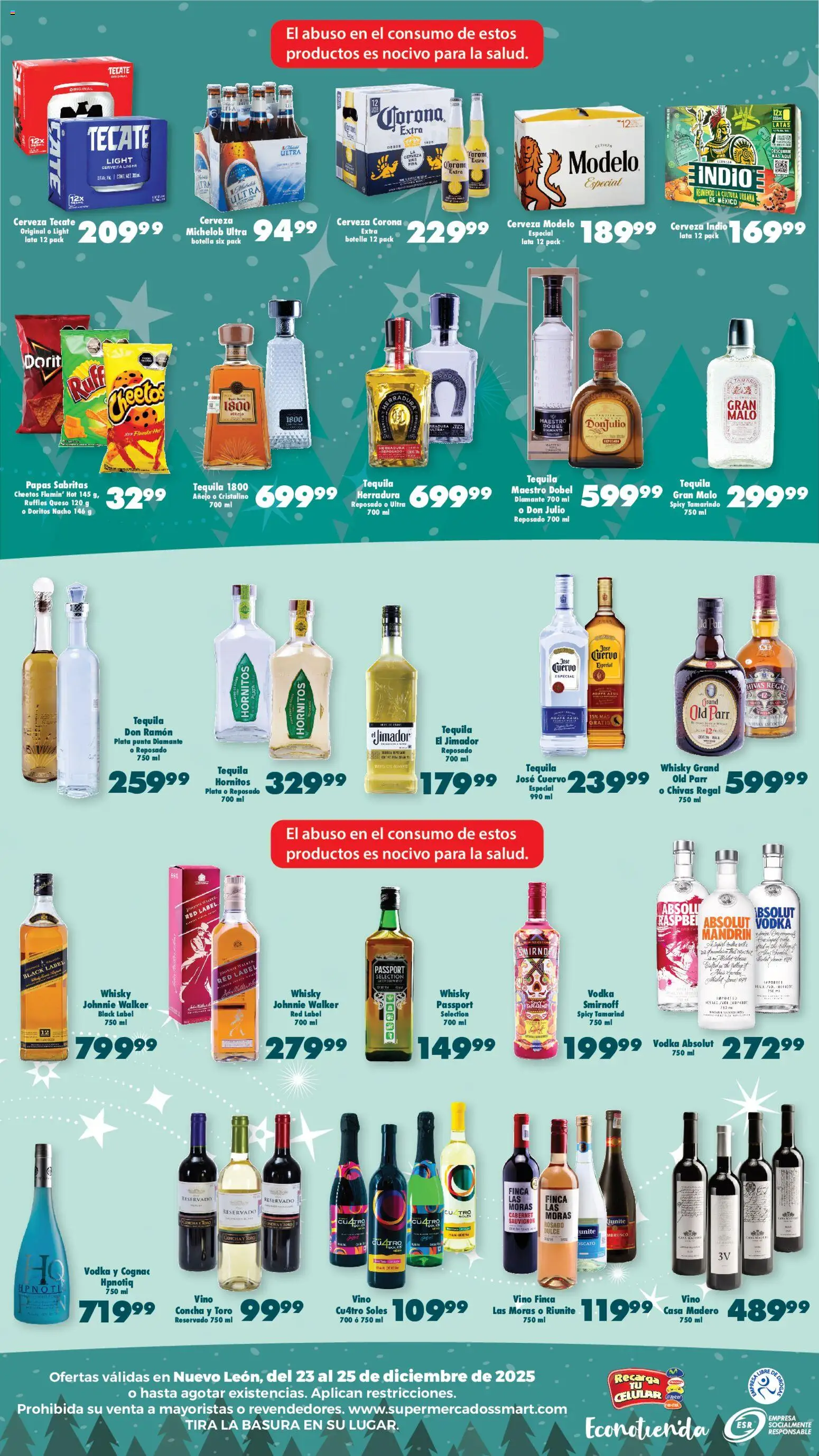 Nuevas ofertas de S-Mart válidas en toda la República Mexicana desde el 23.12.2025. ¡Encuentra las mejores ofertas en S-Mart folleto Ofertas de Feria Monterrey! | Página: 2 | Productos: Cerveza, Tequila, Vino, Vodka