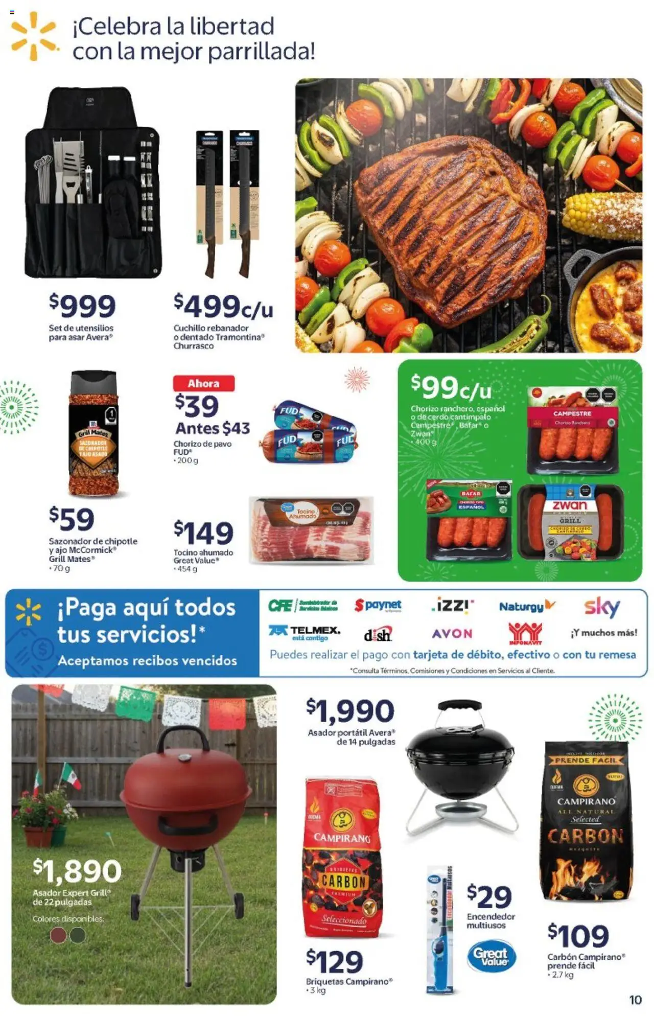 Nuevas ofertas de Walmart válidas en toda la República Mexicana desde el 08.09.2025. ¡Encuentra las mejores ofertas en Walmart - Folleto Tu Noche Mexicana! | Página: 10 | Productos: Rebanador, Cerdo, Encendedor, Cuchillo