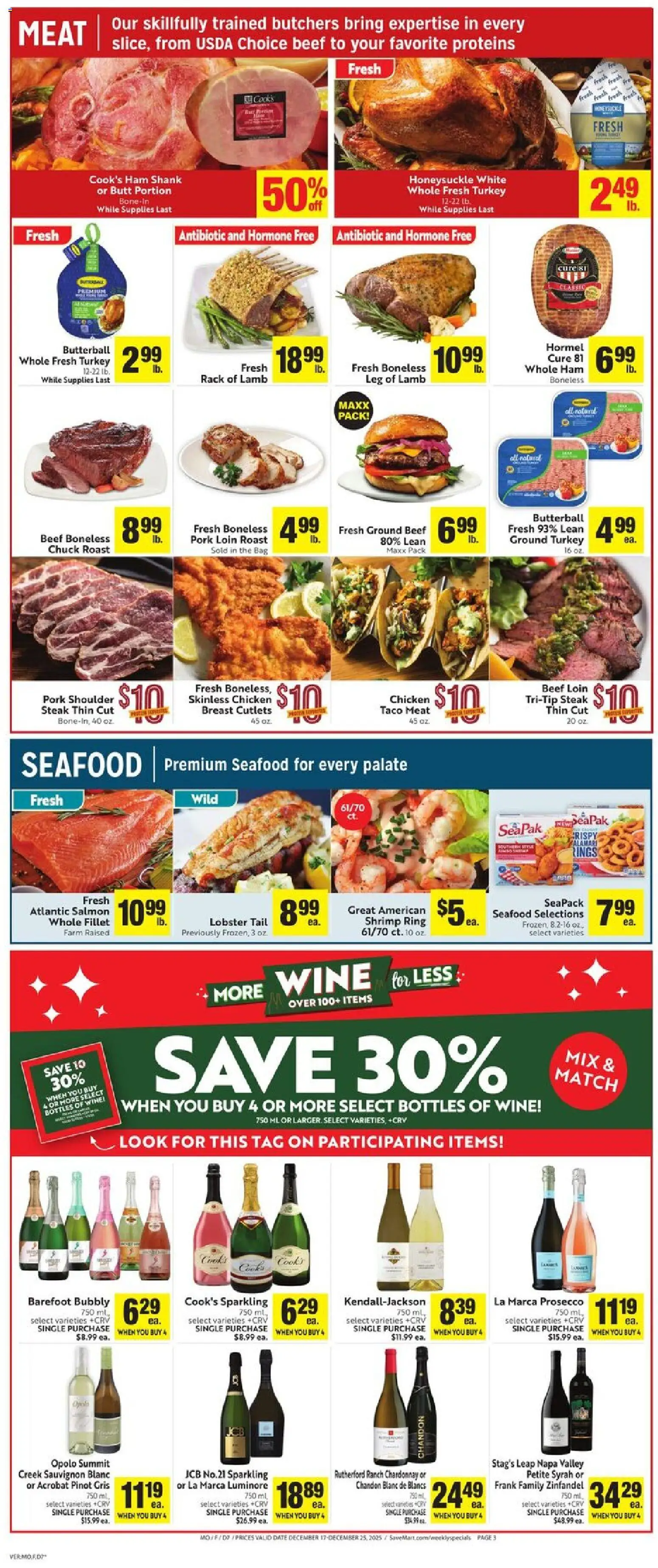 Save Mart Weekly Ad - valid from 17.12.2025 | Page: 5 | Products: Ring, Wine, Seafood, Bag