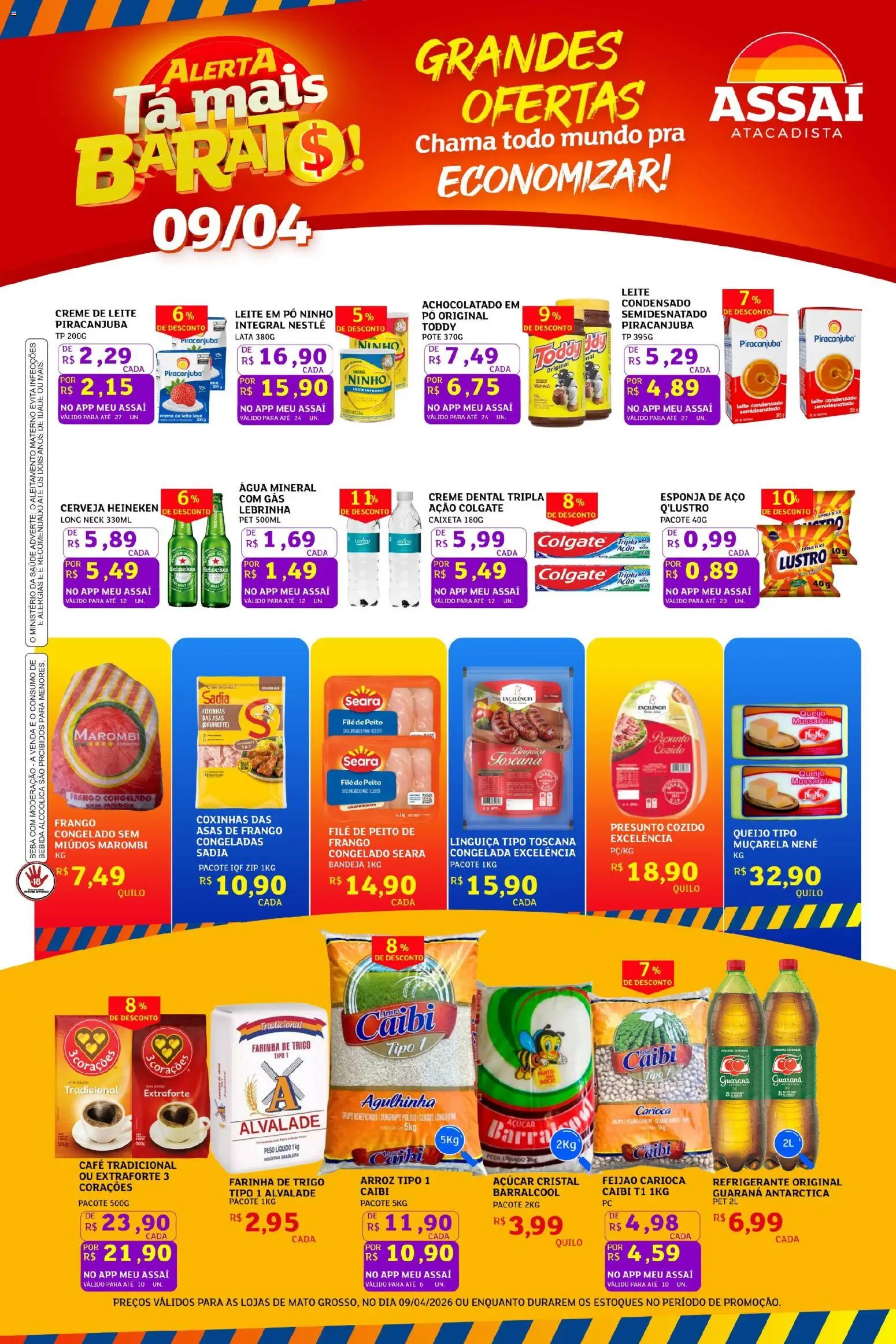 Assaí Atacadista Folheto - válido de 09.04.2026 | Página: 1 | Produtos: Feijão, Pó, Esponja, Bandeja