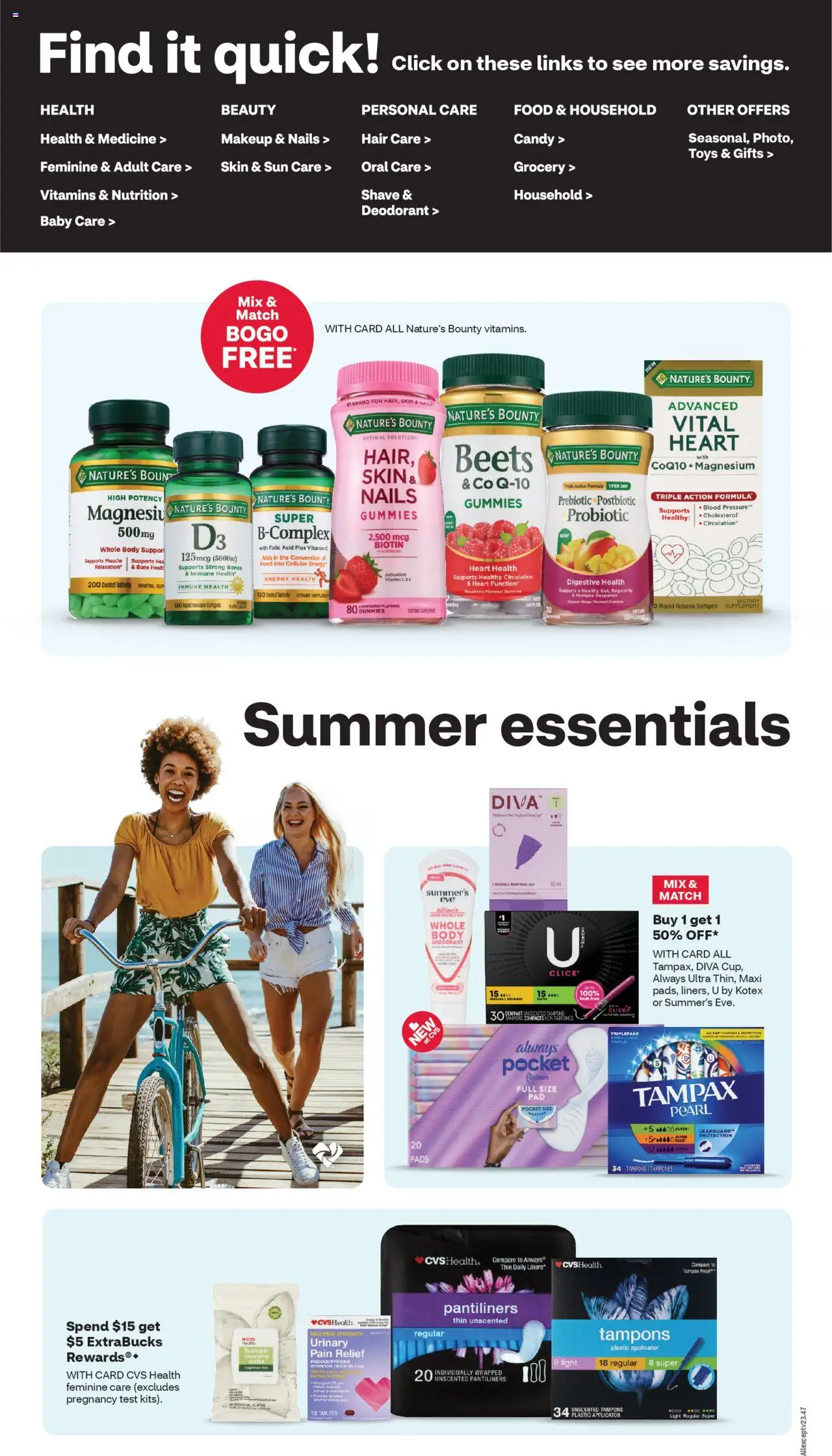 CVS Pharmacy Weekly Ad - NM - valid from 13.07.2025 | Page: 5 | Products: Biotin, Fragrance, Deodorant, Pads
