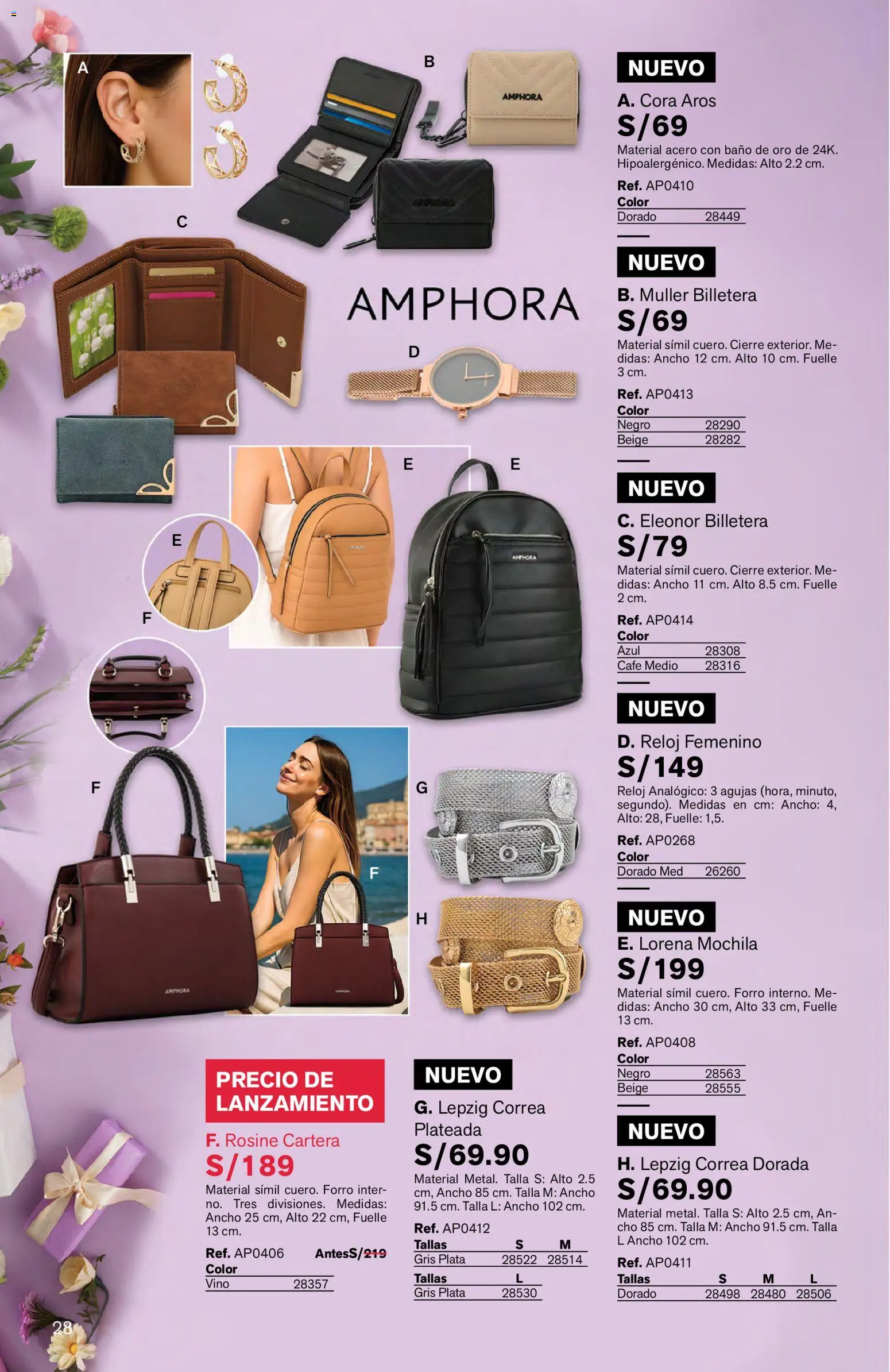 Catálogo Leonisa válido desde 07.04.2026 | Página: 28 | Productos: Baño, Vino, Mochila, Billetera