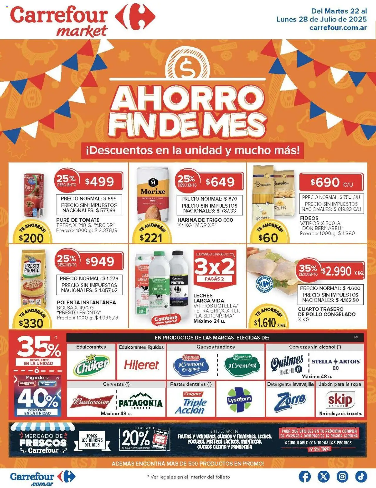 Carrefour Market catálogo │ válido desde el 22.07.2025 | Página: 1 | Productos: Bolsa, Panadería, Pollo, Tomate