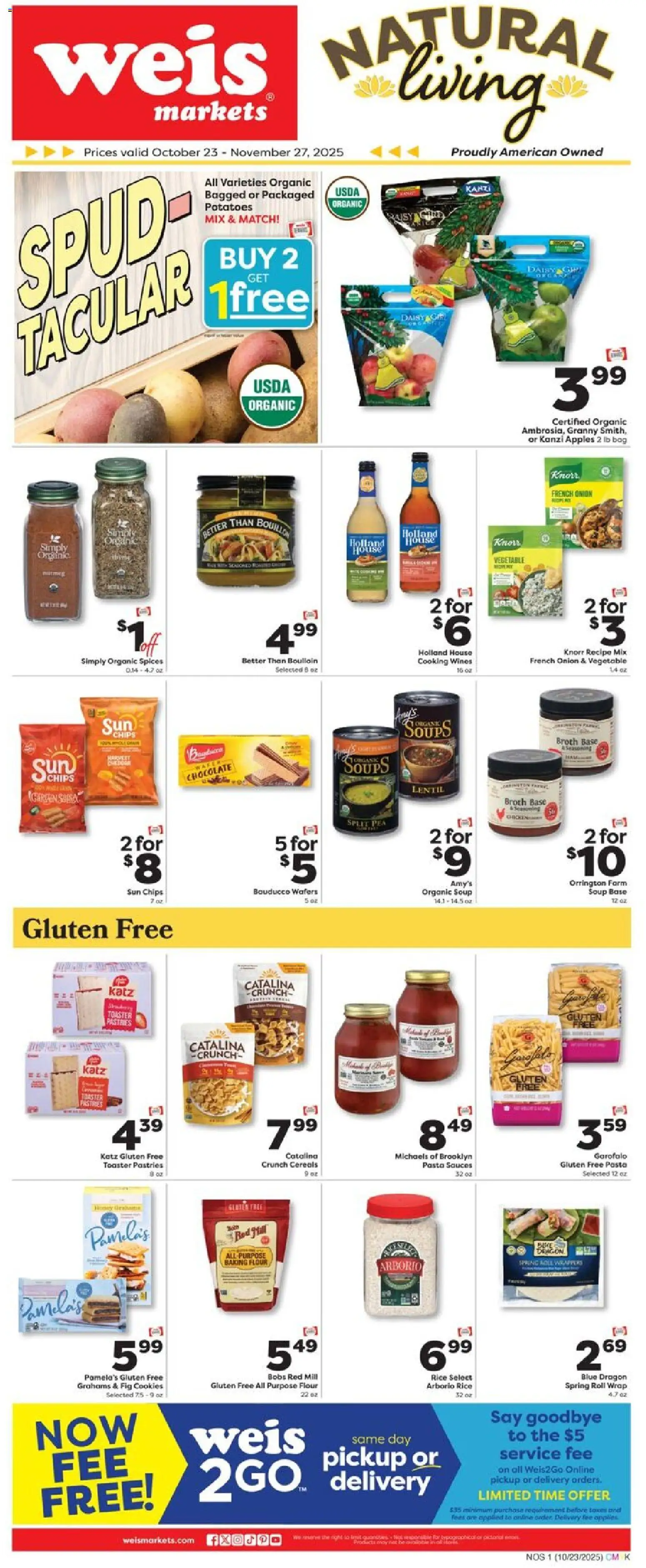 Weis Ad - valid from 23.10.2025 | Page: 1 | Products: Toaster, Rice, Potatoes, Onion
