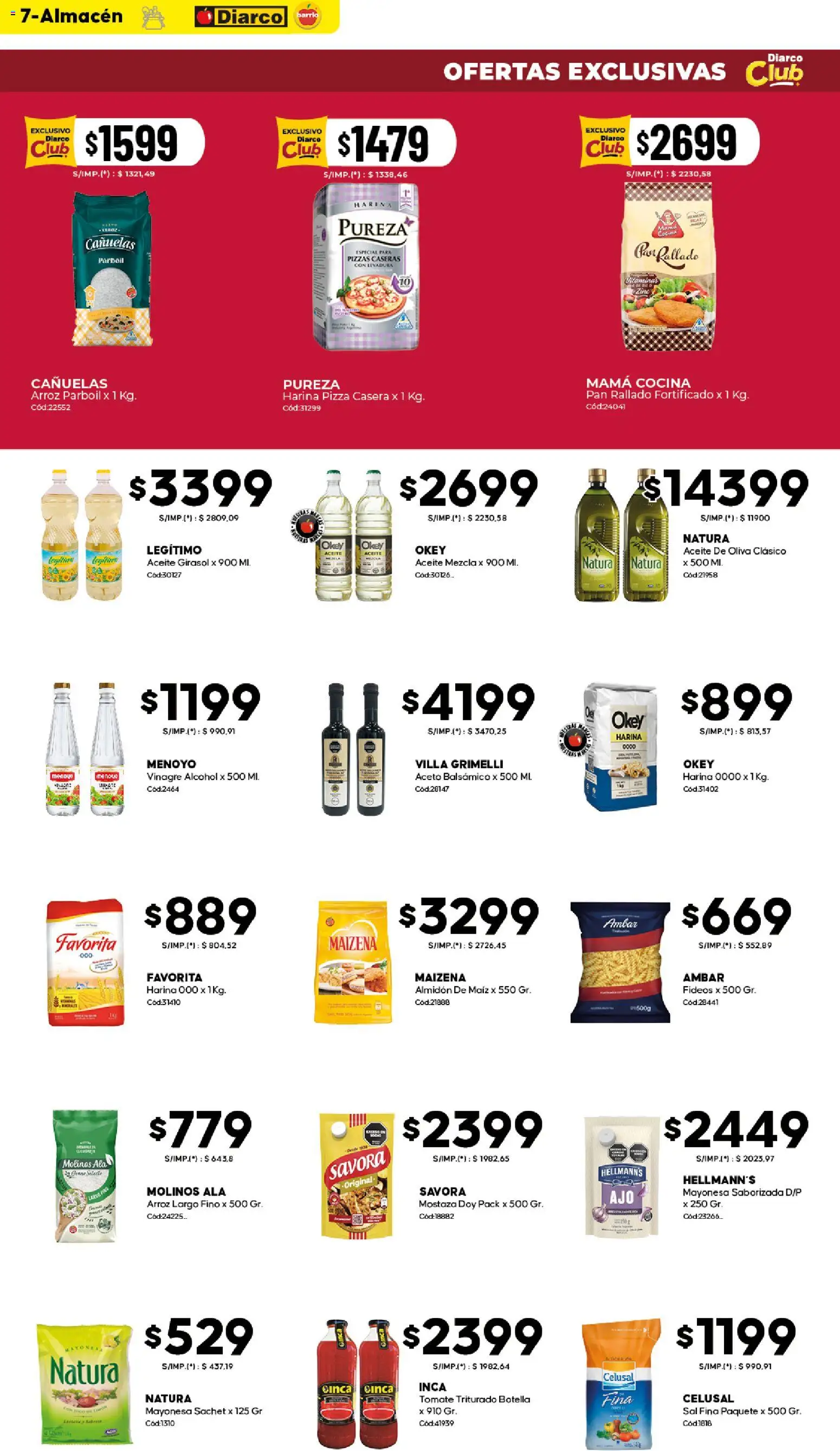 Diarco - Ofertas Diarco Barrio │ válido desde el 23.03.2026 | Página: 7 | Productos: Maiz, Pizza, Arroz, Fideos