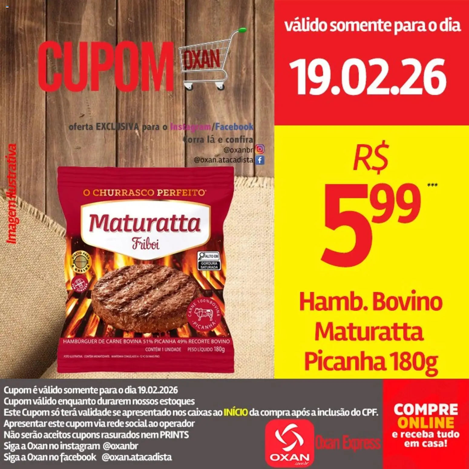 Oxan Atacadista Folheto - válido de 19.02.2026 | Página: 6 | Produtos: Picanha, Carne, Hambúrguer