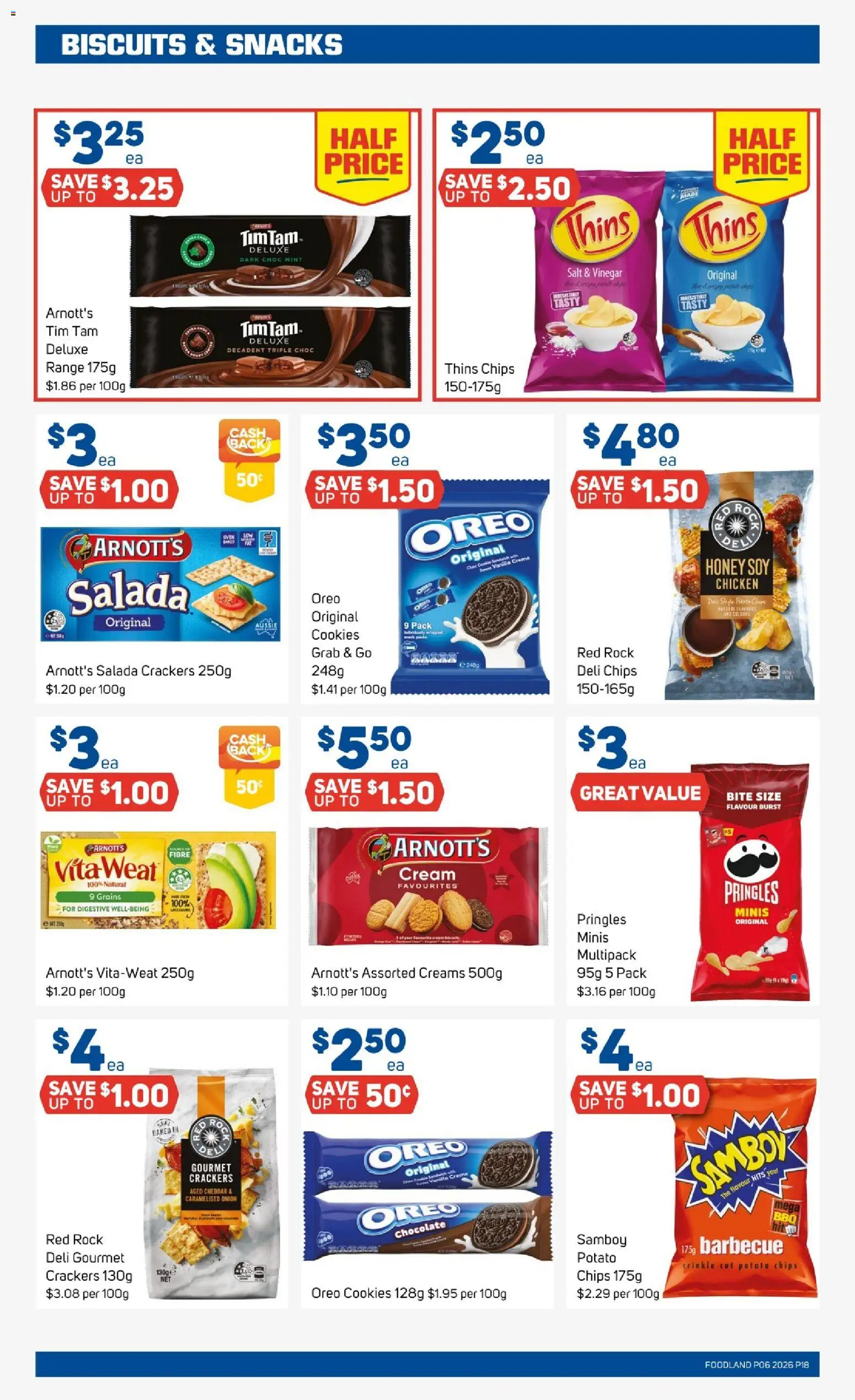 Foodland catalogue - valid from 04.02.2026 | Page: 18 | Products: Crackers, Chocolate, Chicken, Salt