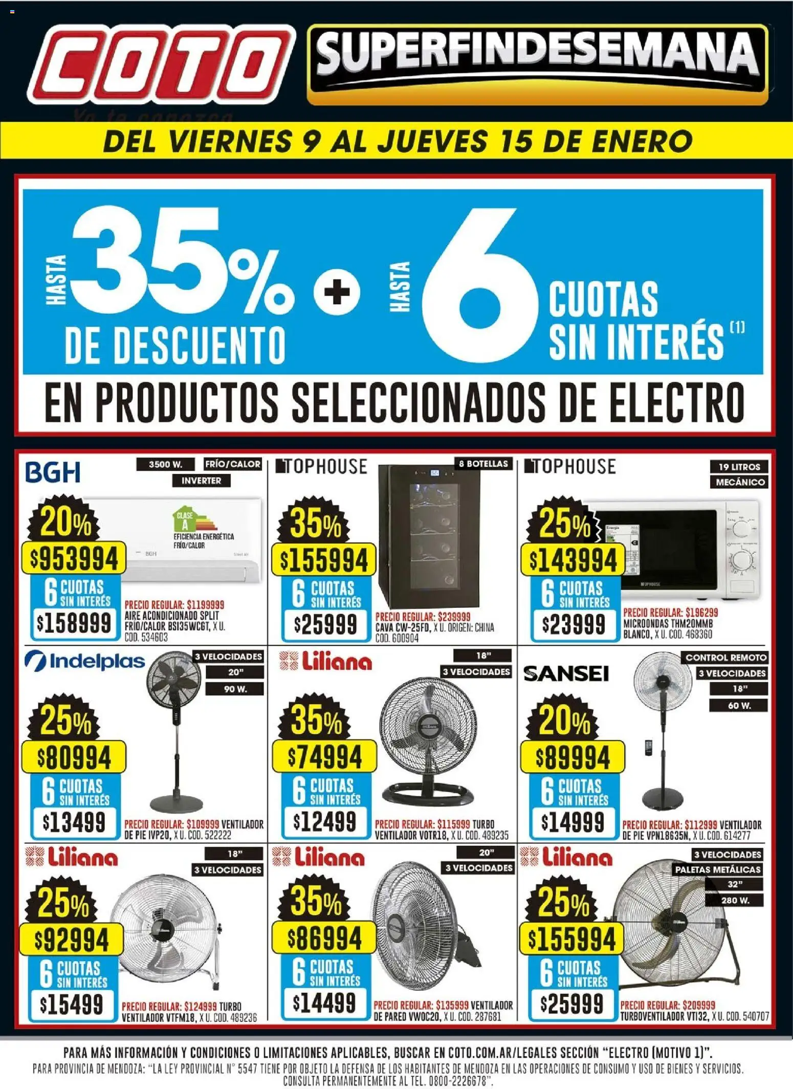 Coto - Electro Motivo │ válido desde el 09.01.2026 | Página: 1 | Productos: Aire acondicionado, Ventilador, Microondas, Cava