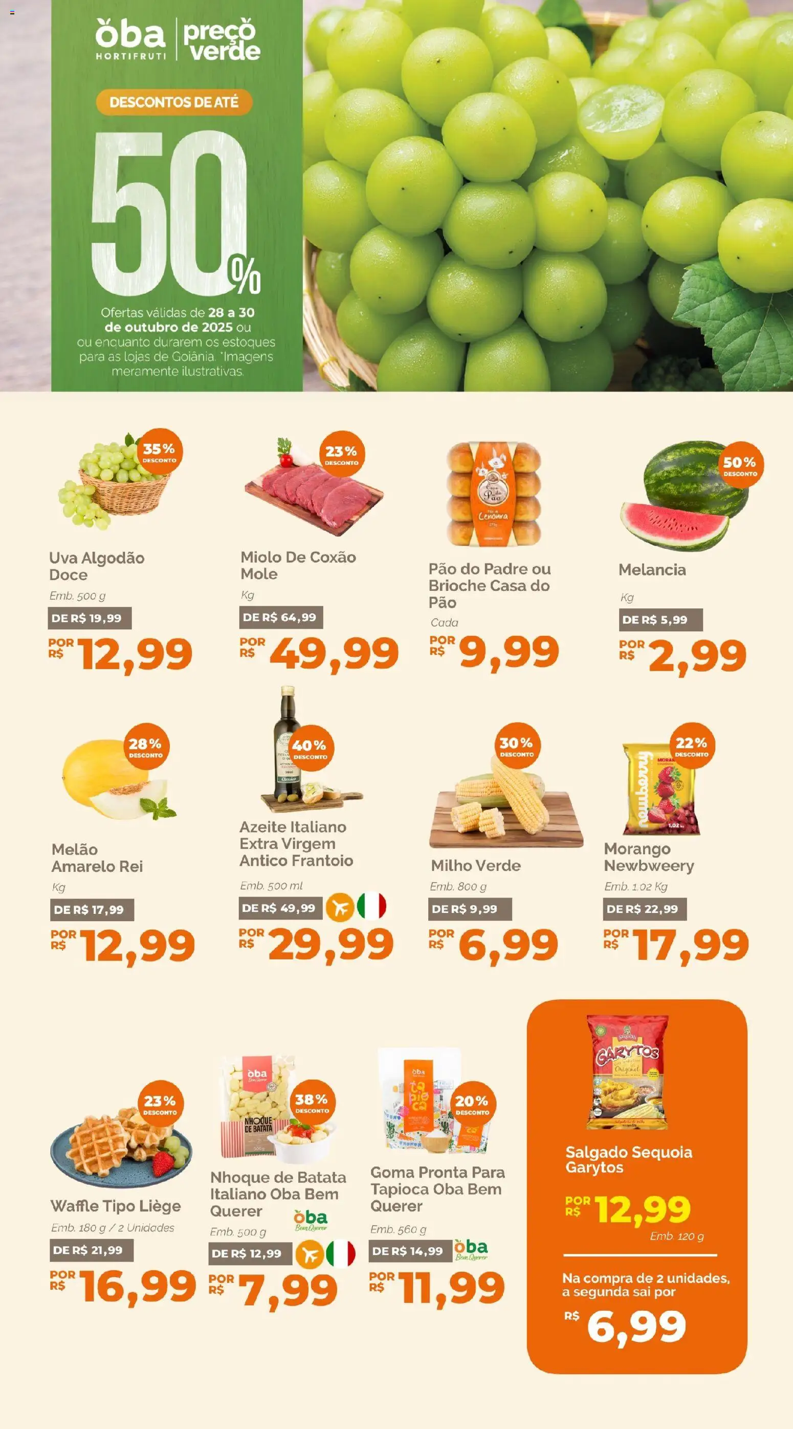 Oba Hortifruti Folheto - válido de 28.10.2025 | Página: 1 | Produtos: Tapioca, Cenoura, Batata, Azeite